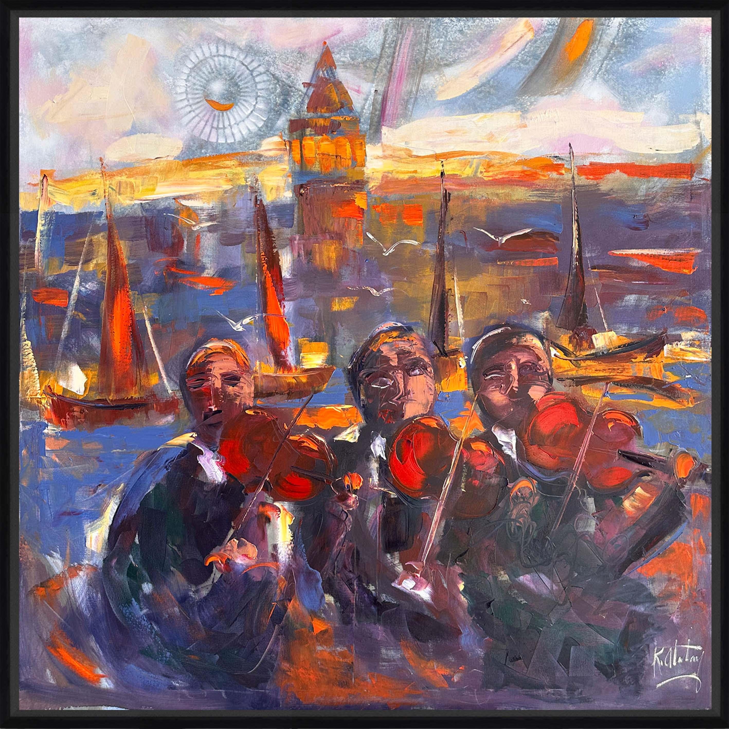 Üç Adam Galata Senfonisi   | Yağlı Boya Tablo 