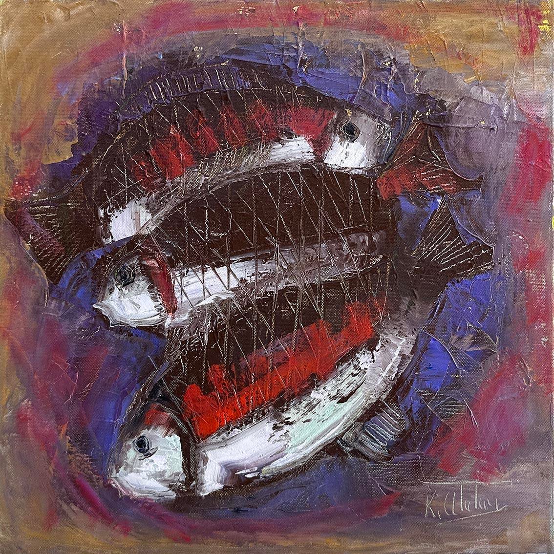 Üç Balık  | Yağlı Boya Tablo 