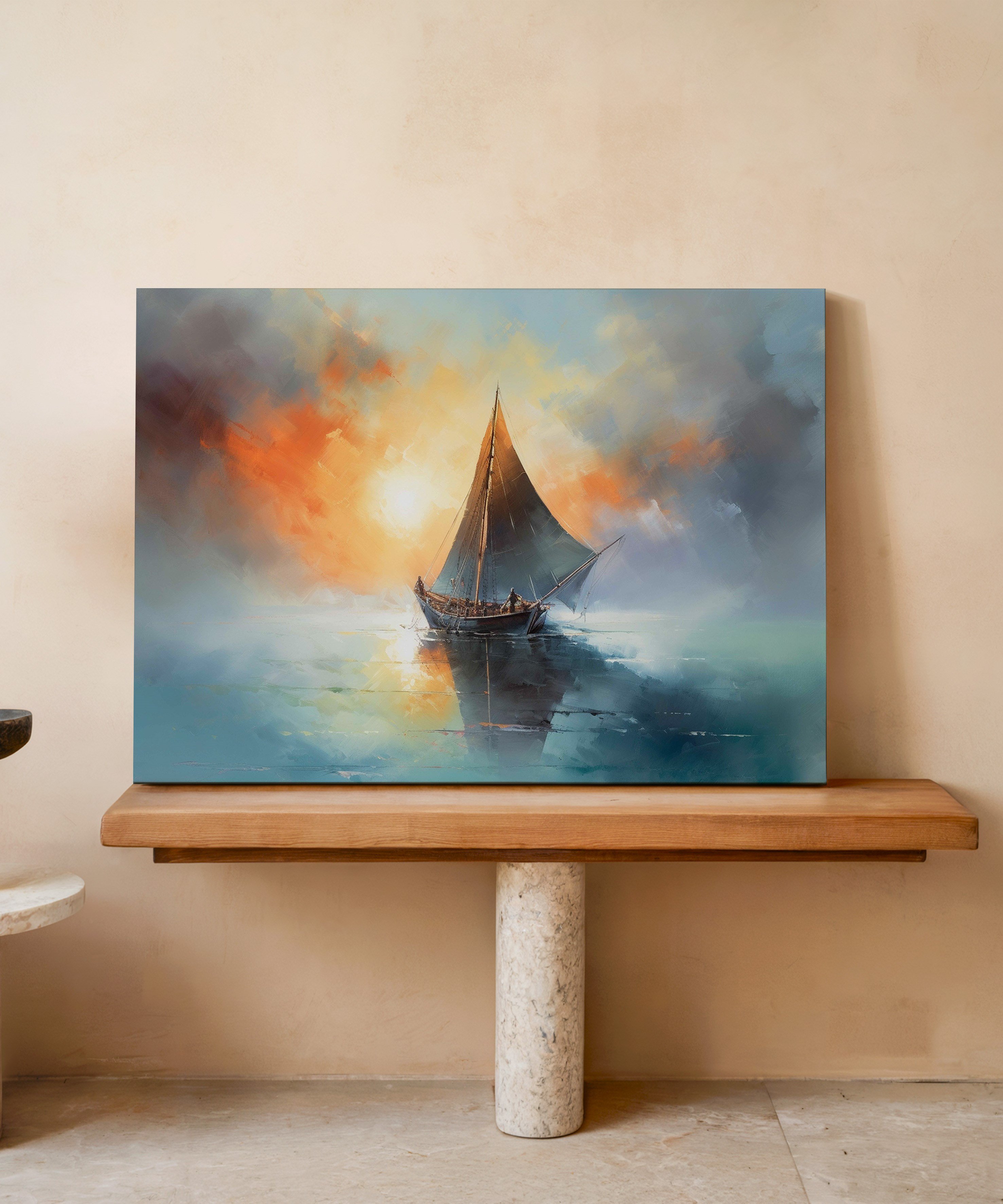 Ufka Yolculuk | Yağlı Boya Dokulu Canvas Baskı