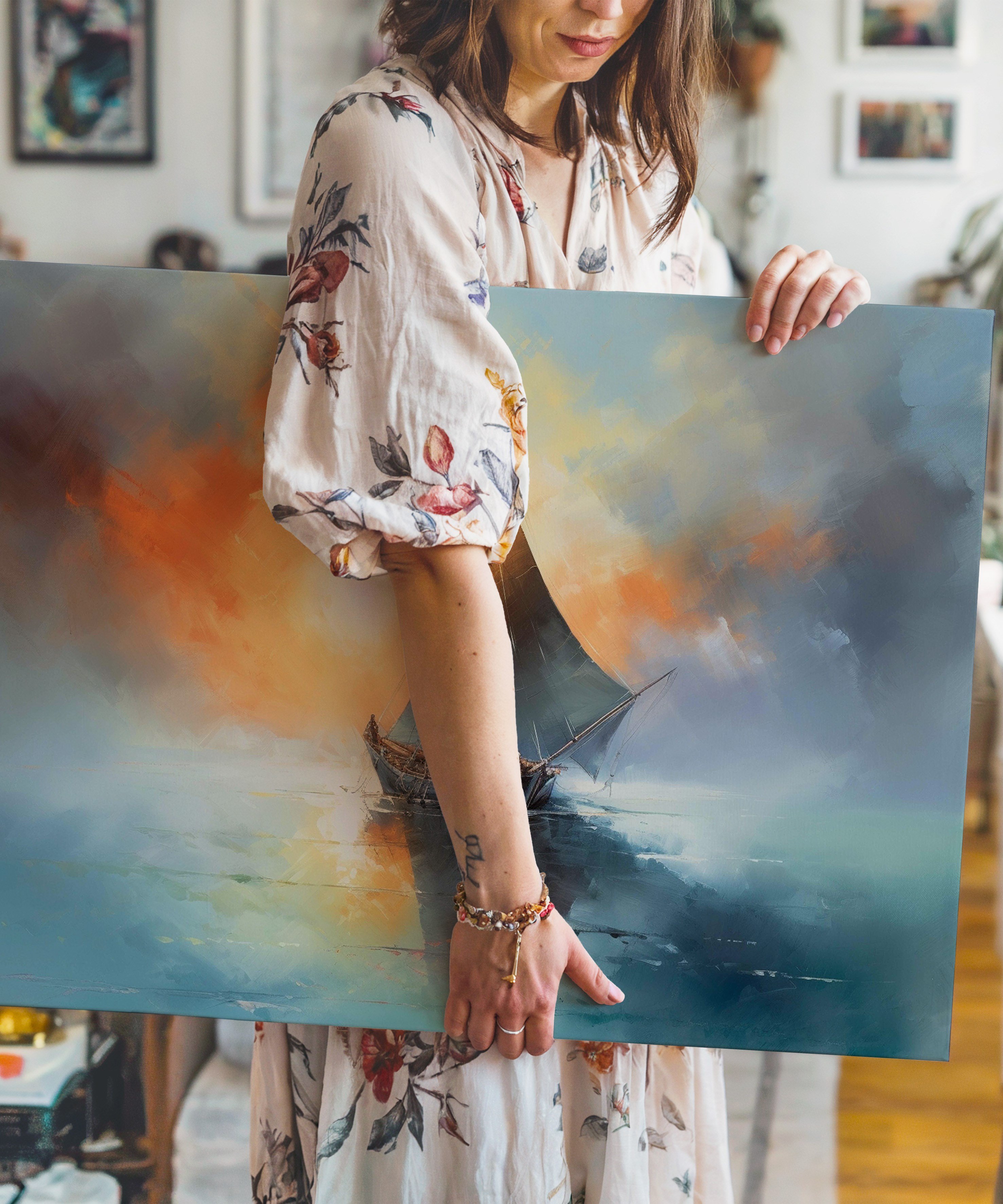 Ufka Yolculuk | Yağlı Boya Dokulu Canvas Baskı
