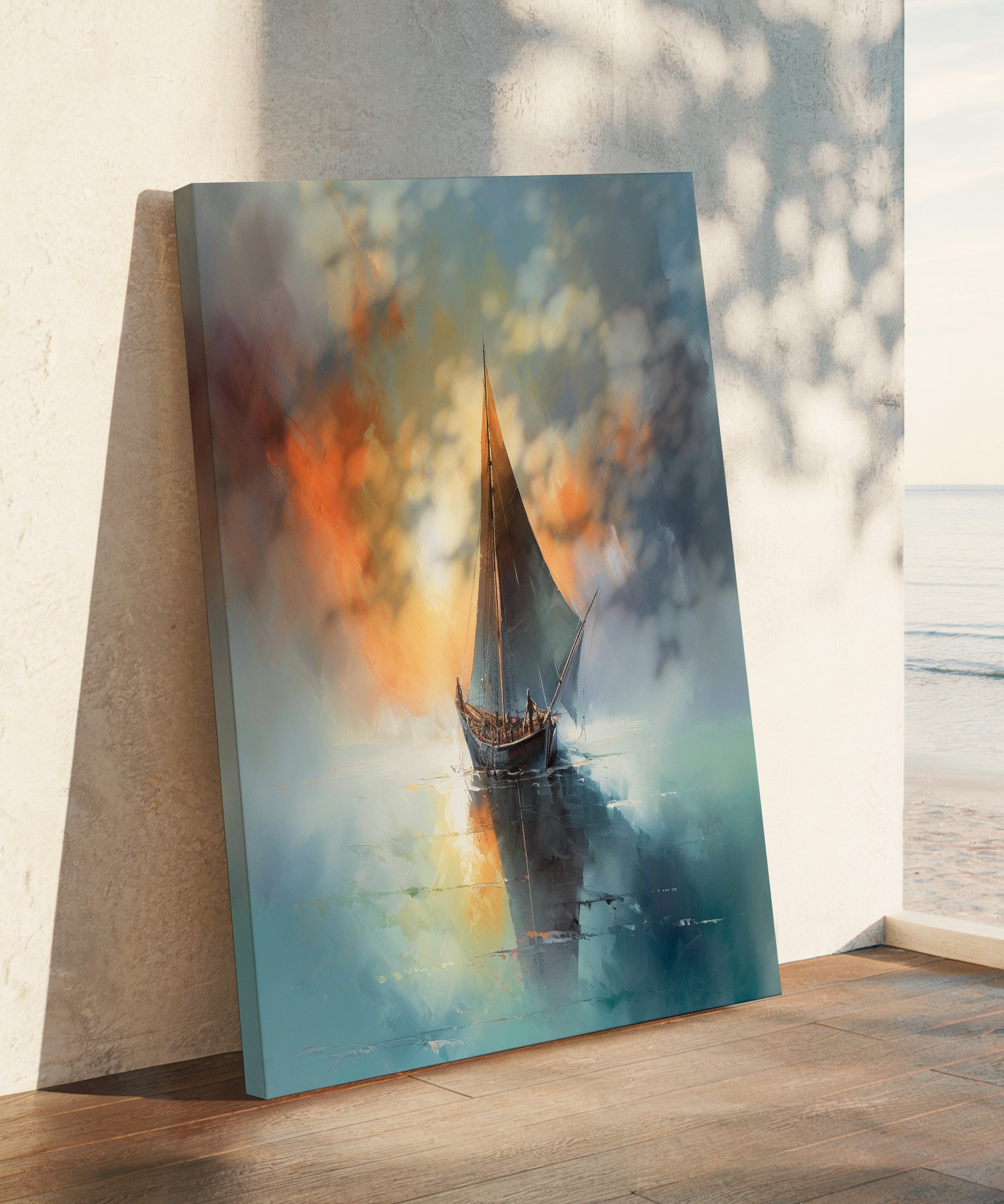 Ufka Yolculuk | Yağlı Boya Dokulu Canvas Baskı