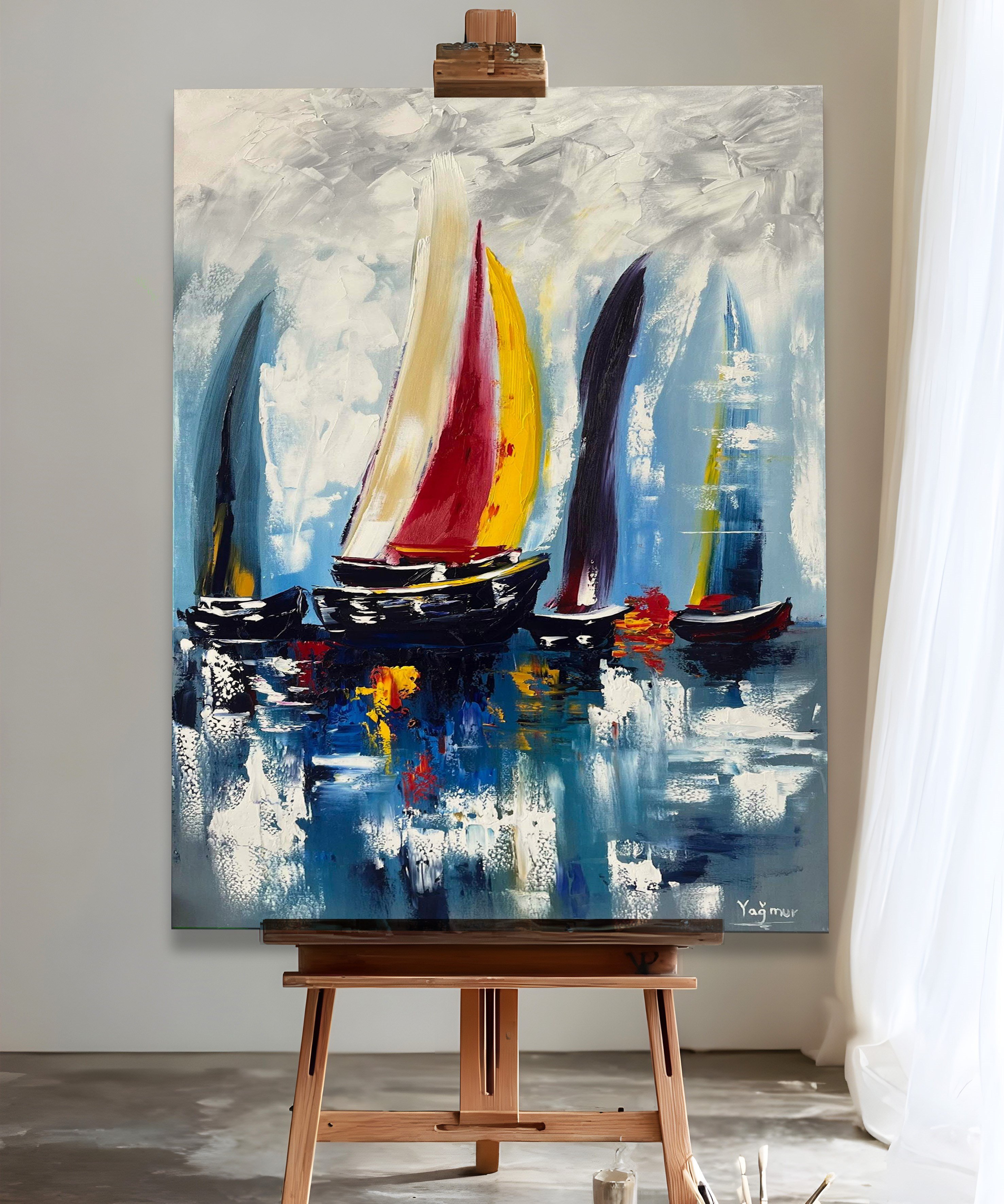 Ufka Yolculuk | Yağlı Boya Dokulu Canvas Baskı