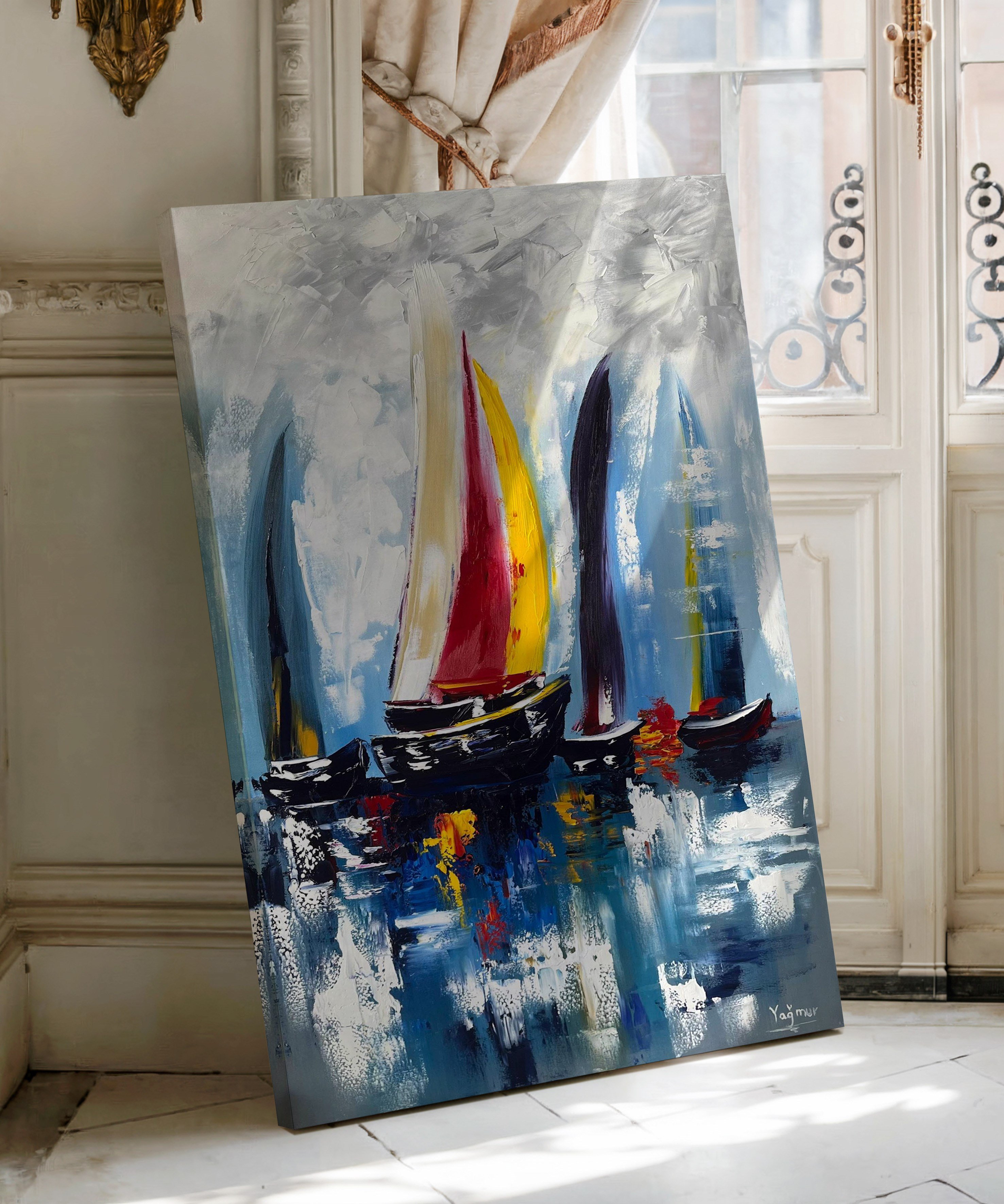 Ufka Yolculuk | Yağlı Boya Dokulu Canvas Baskı