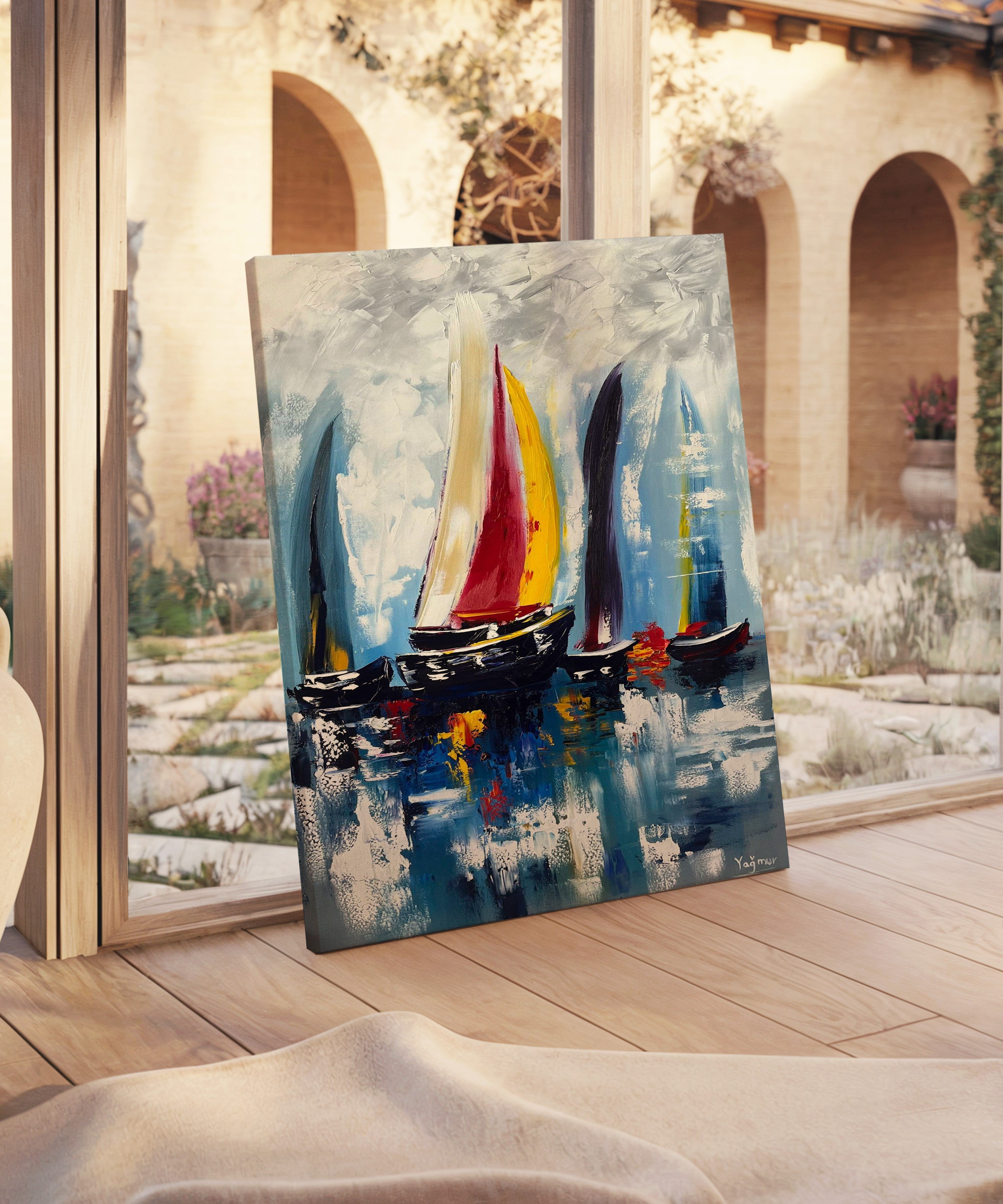 Ufka Yolculuk | Yağlı Boya Dokulu Canvas Baskı