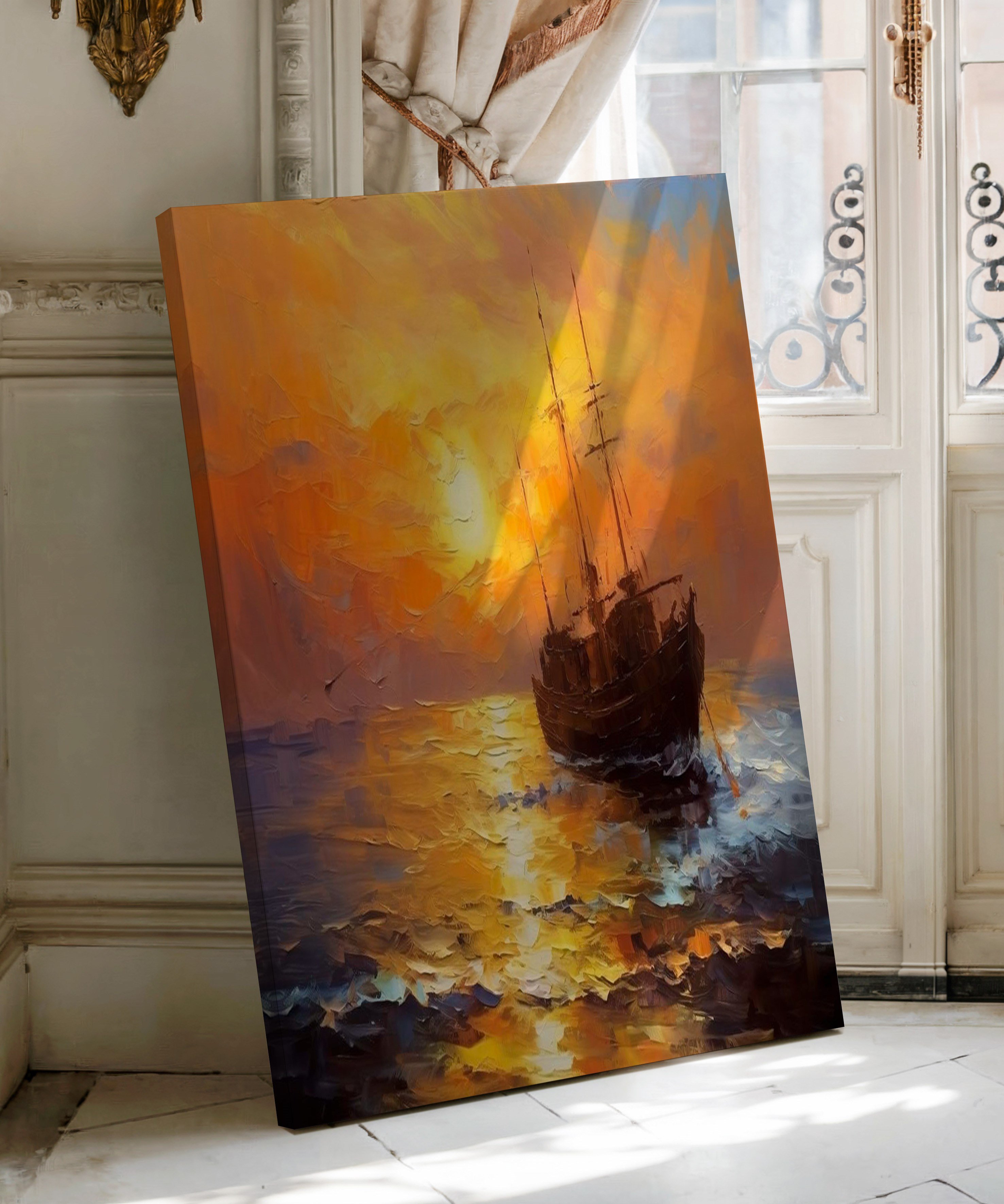 Ufkun Son Işığı | Yağlı Boya Dokulu Canvas Baskı