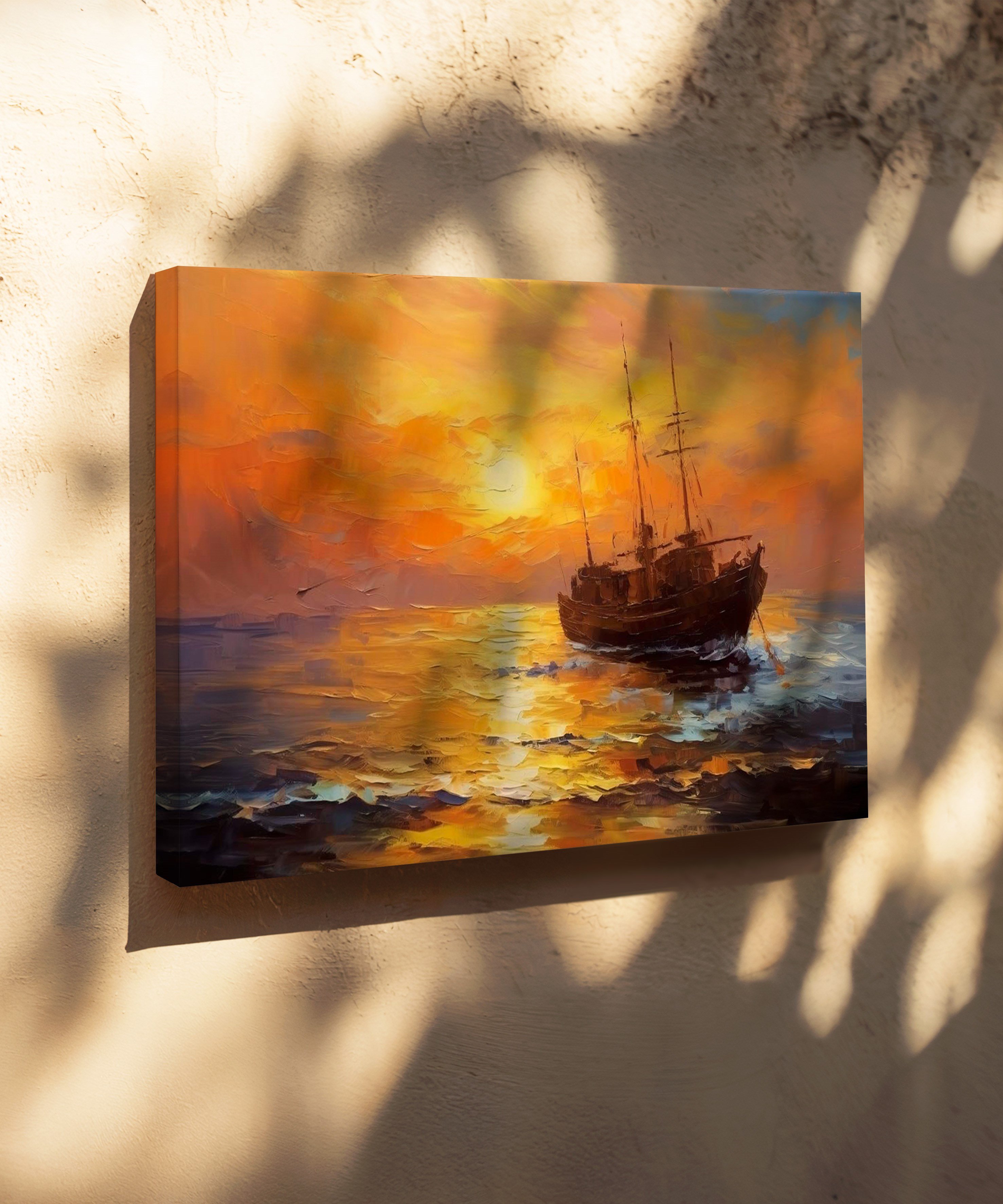 Ufkun Son Işığı | Yağlı Boya Dokulu Canvas Baskı