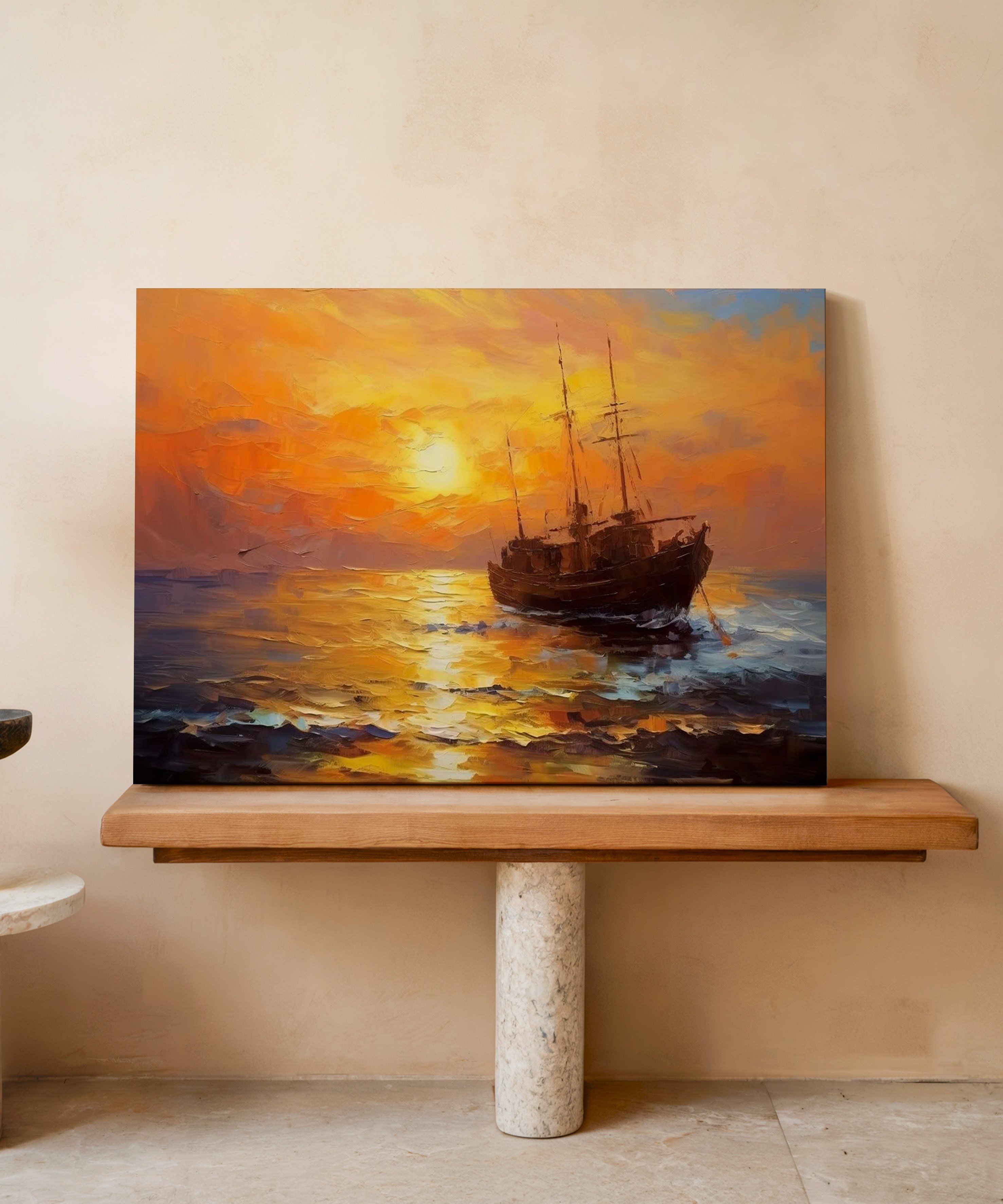 Ufkun Son Işığı | Yağlı Boya Dokulu Canvas Baskı
