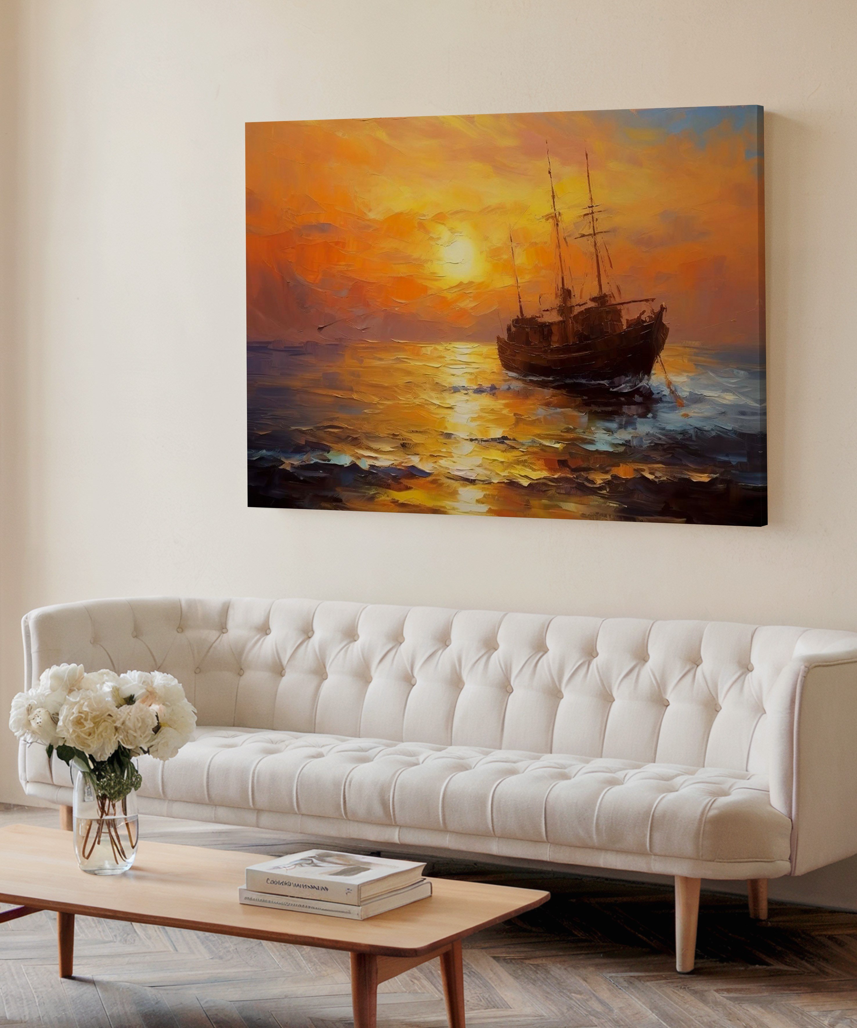 Ufkun Son Işığı | Yağlı Boya Dokulu Canvas Baskı