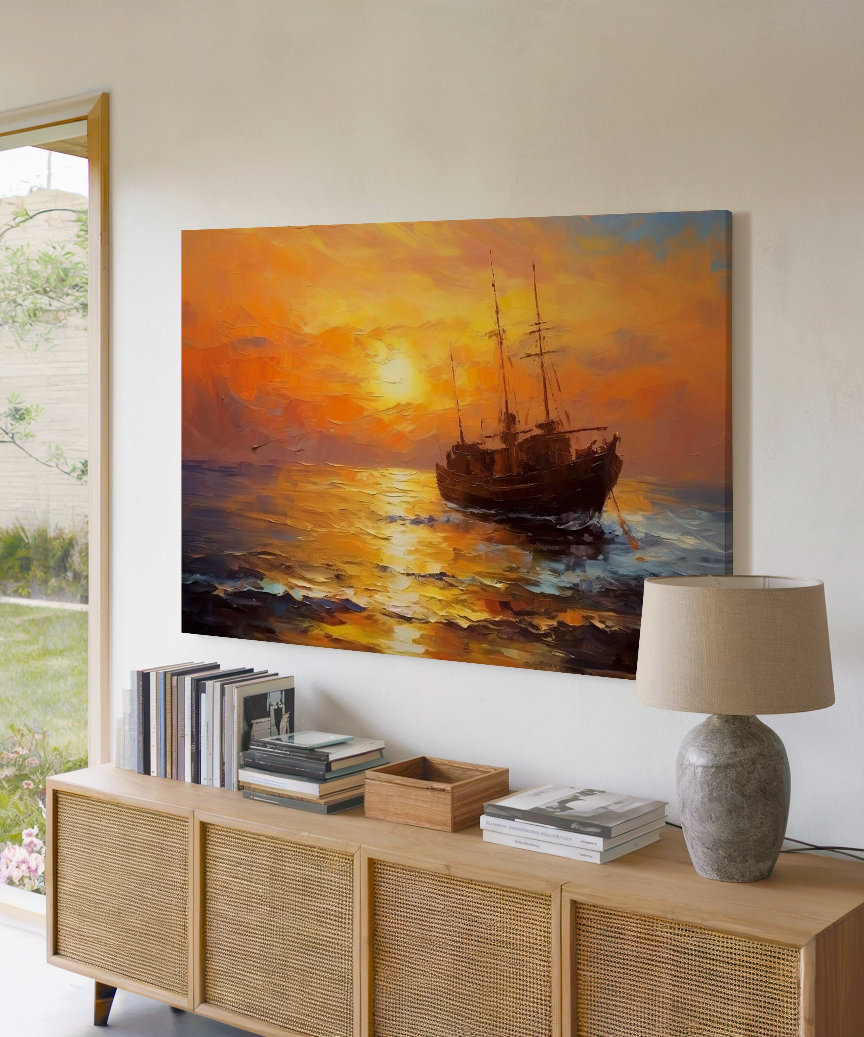 Ufkun Son Işığı | Yağlı Boya Dokulu Canvas Baskı