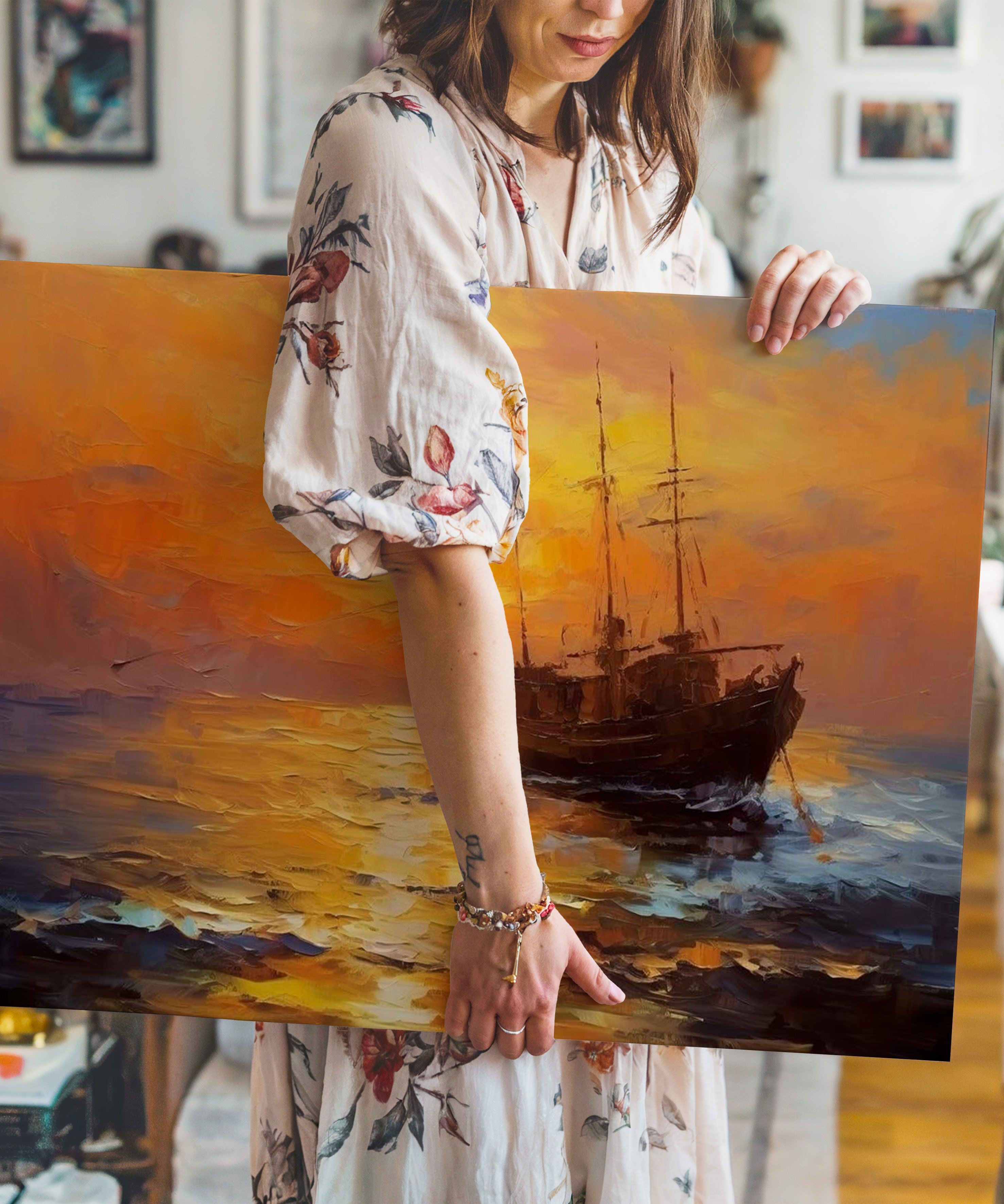 Ufkun Son Işığı | Yağlı Boya Dokulu Canvas Baskı
