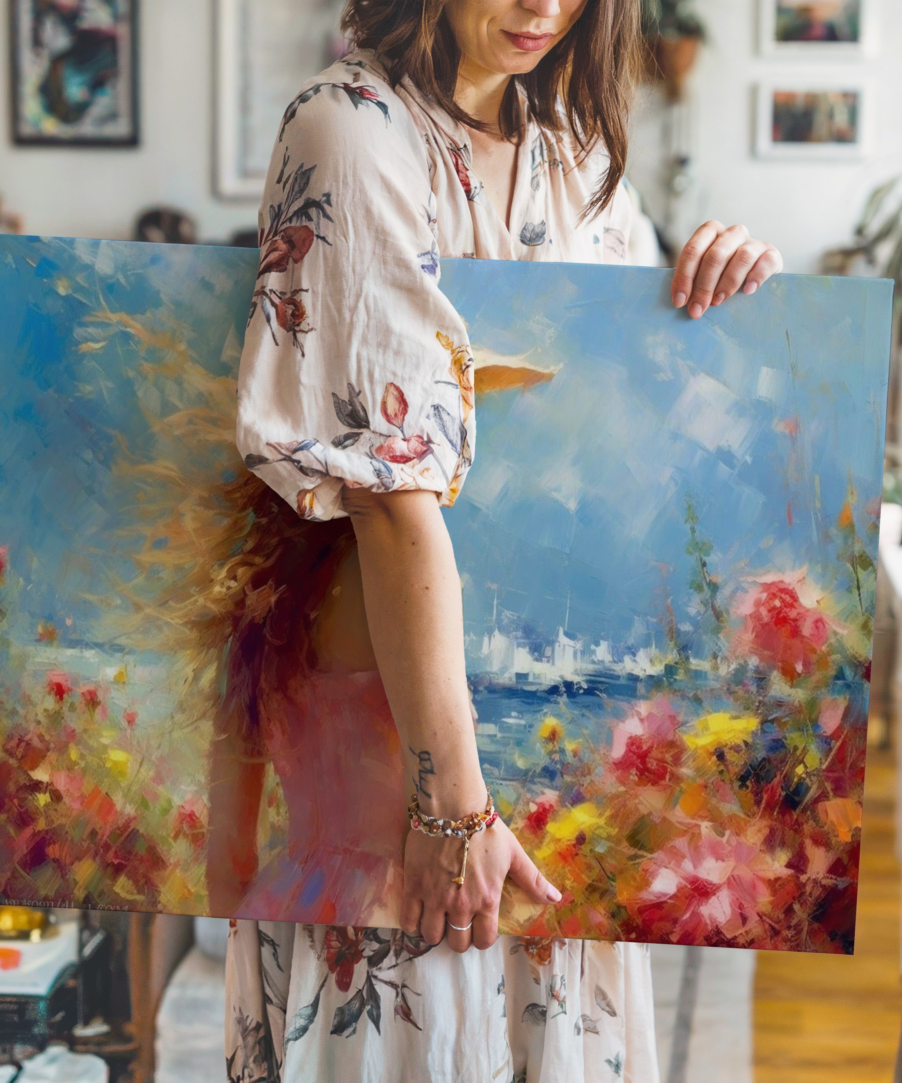 Uzaklarda | Yağlıboya dokulu canvas baskı
