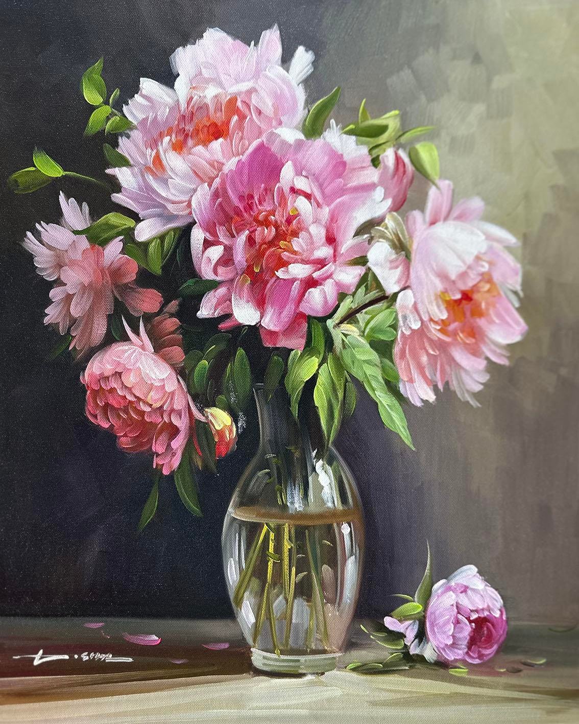 Vazoda Şakayık Çiçekleri  | Yağlı Boya Tablo