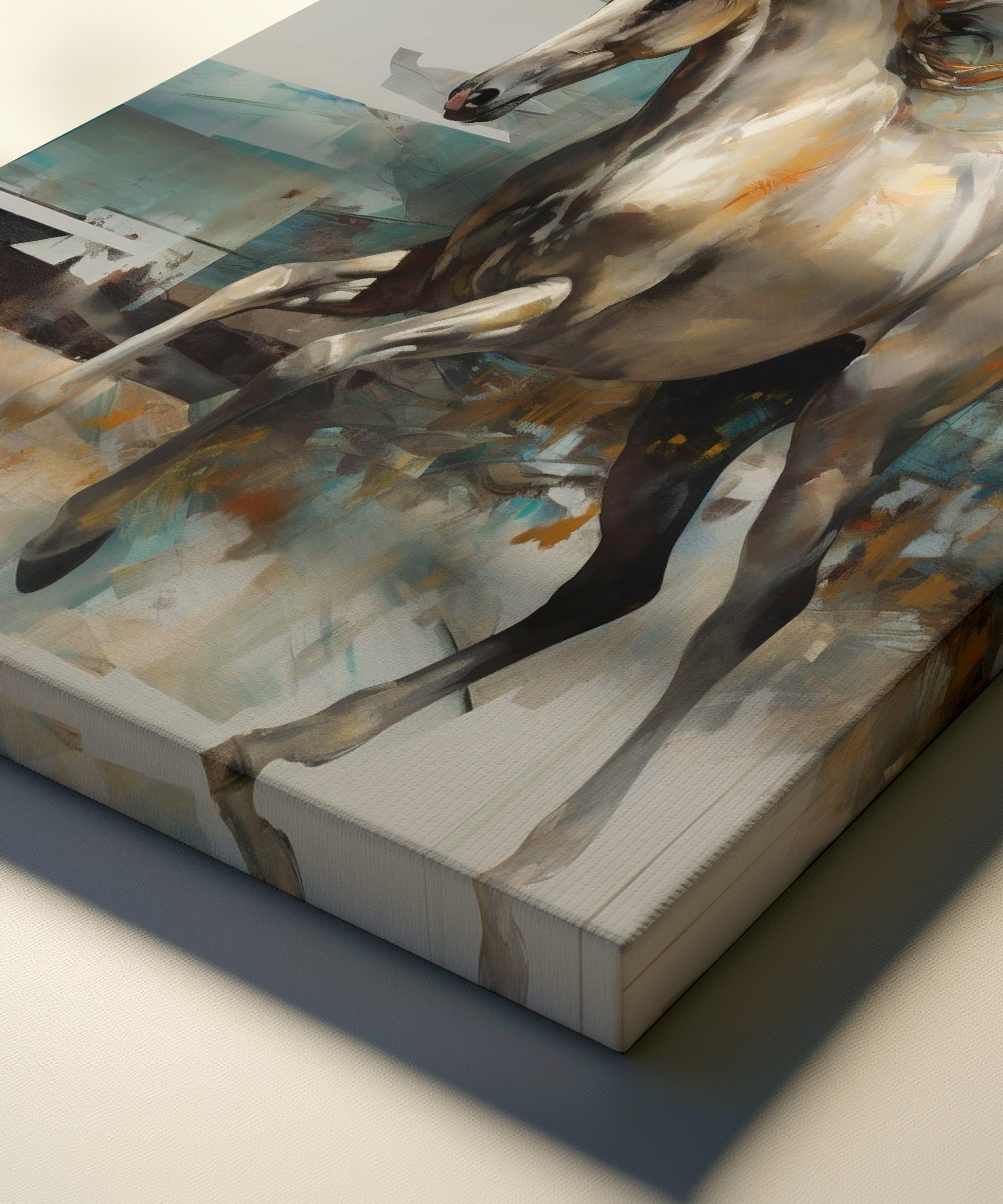 White Horse | Yağlıboya dokulu canvas baskı