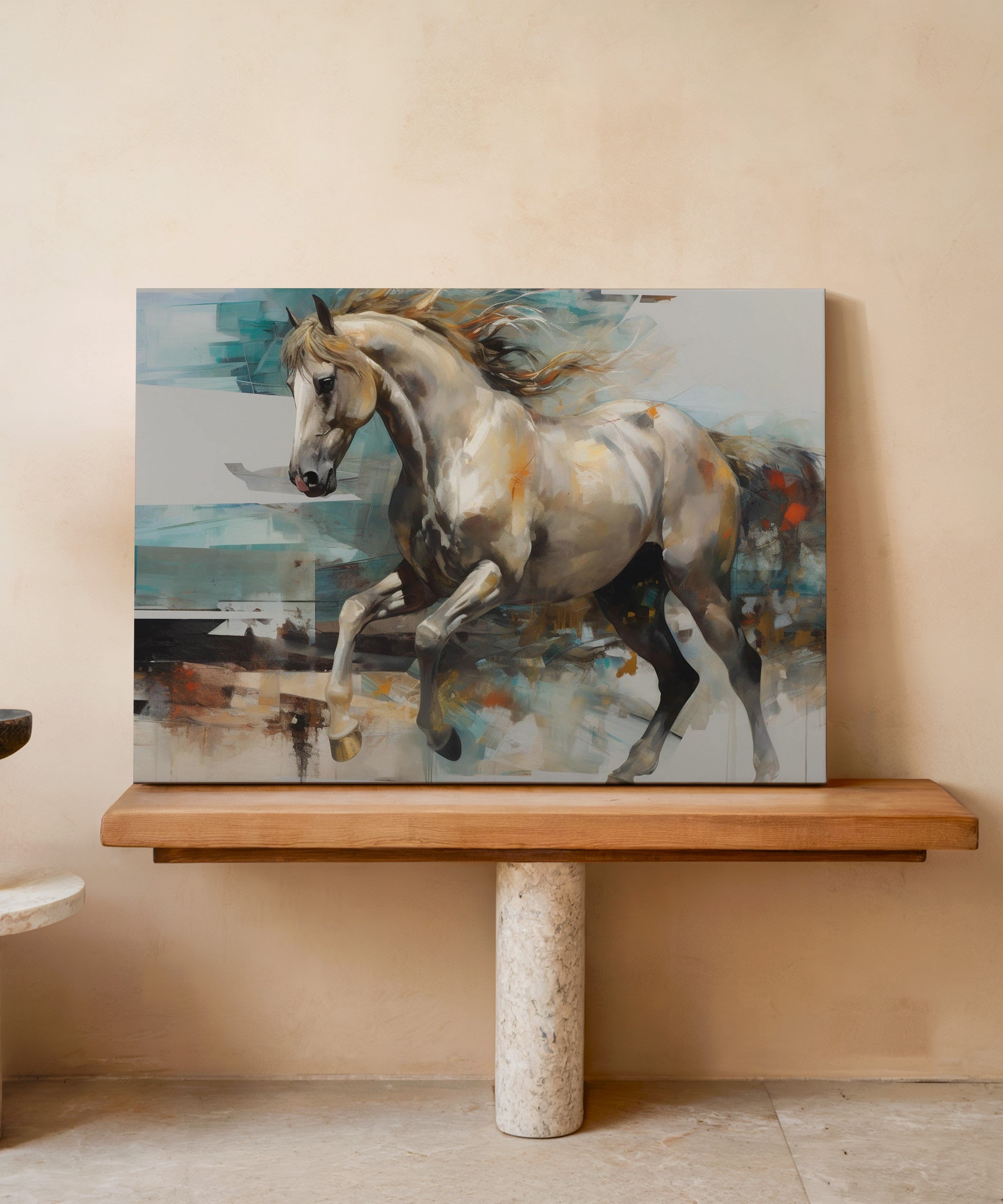 White Horse | Yağlıboya dokulu canvas baskı