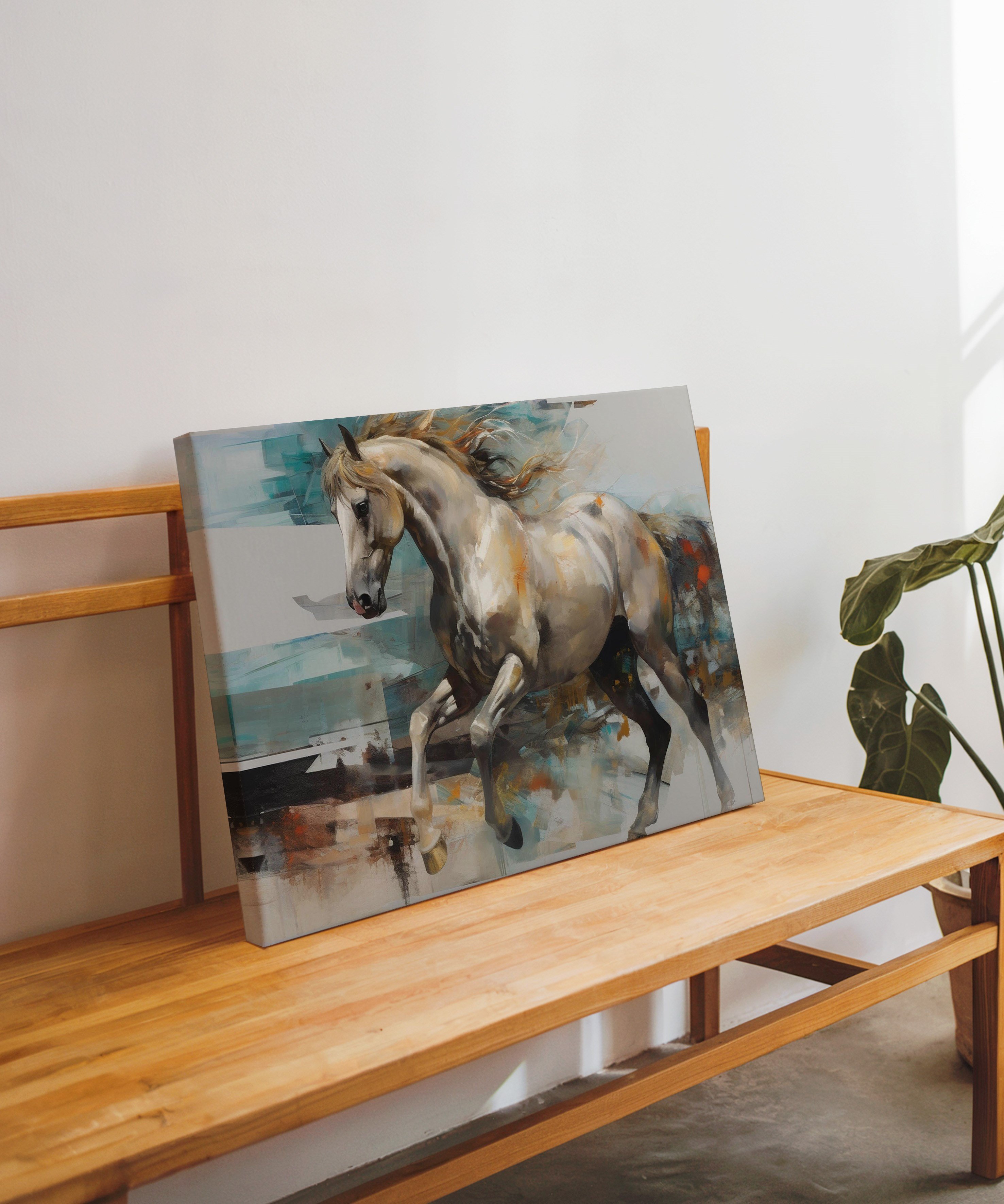 White Horse | Yağlıboya dokulu canvas baskı