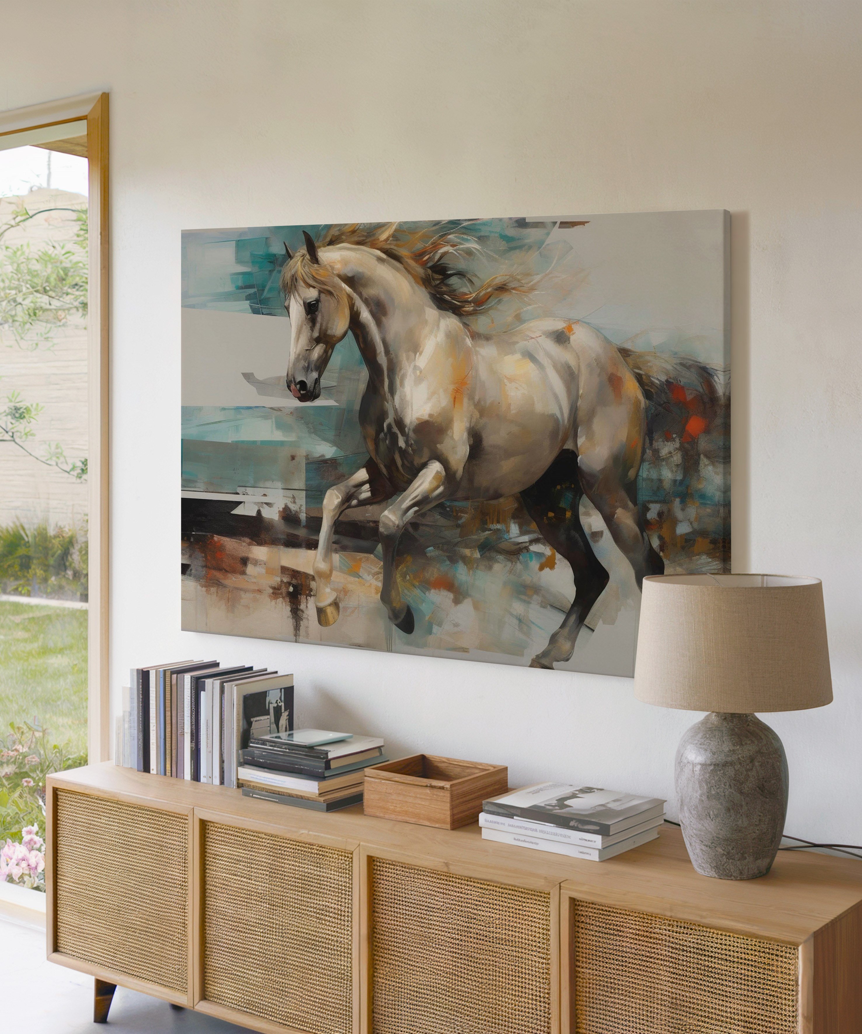 White Horse | Yağlıboya dokulu canvas baskı