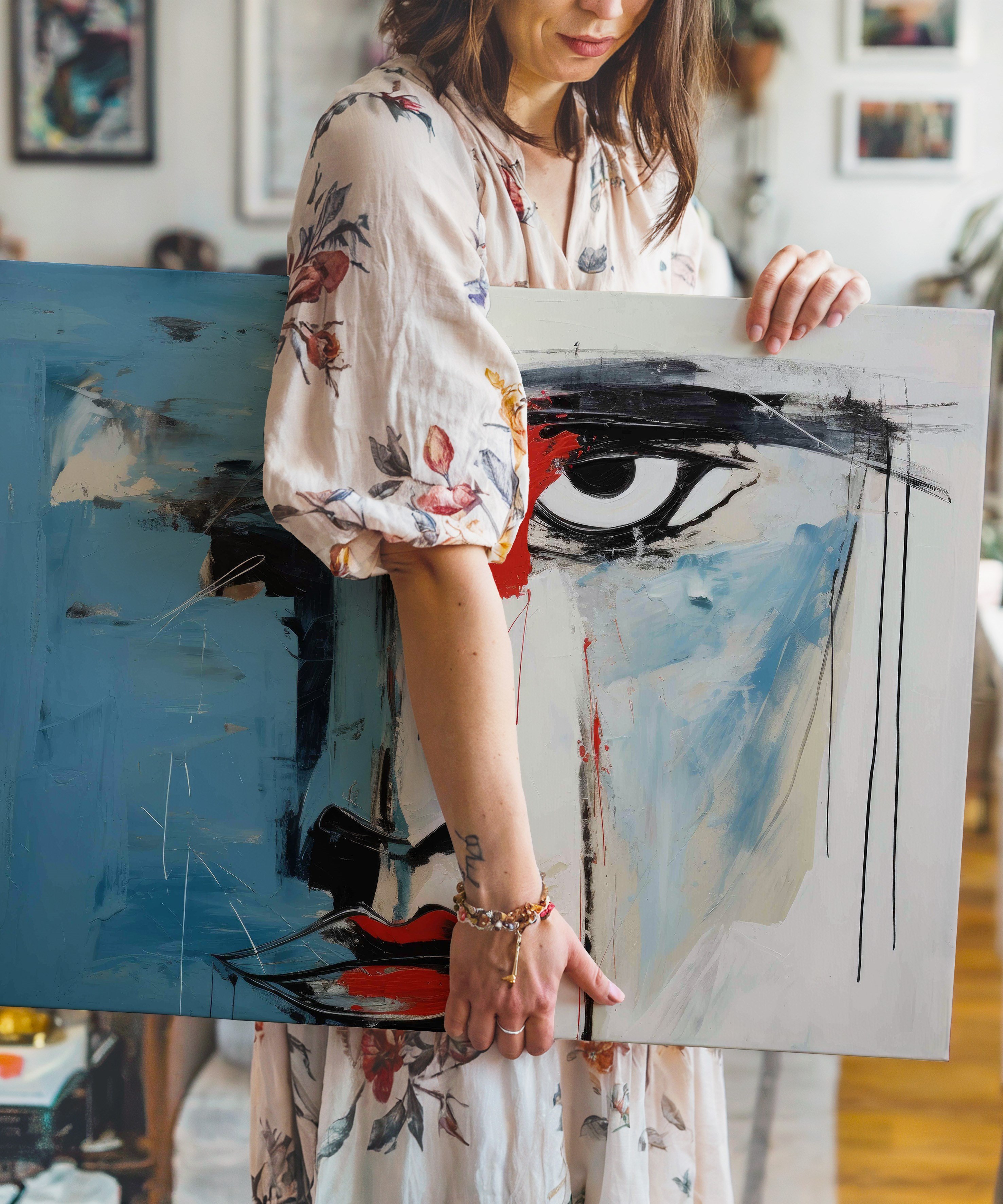 Woman Stern Look | Yağlıboya Dokulu Canvas Baskı