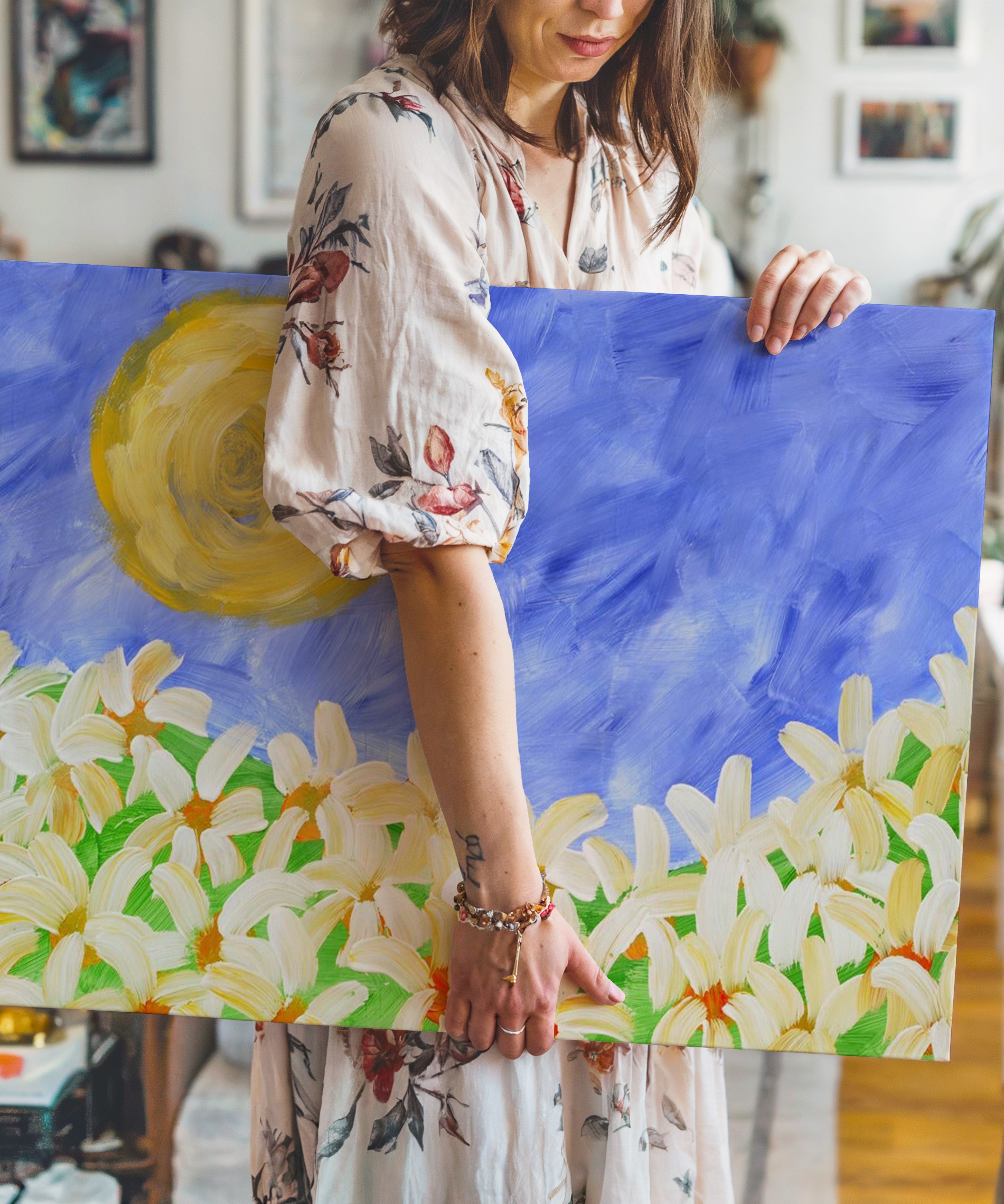 Yaz Güneşi | Yağlıboya dokulu canvas baskı