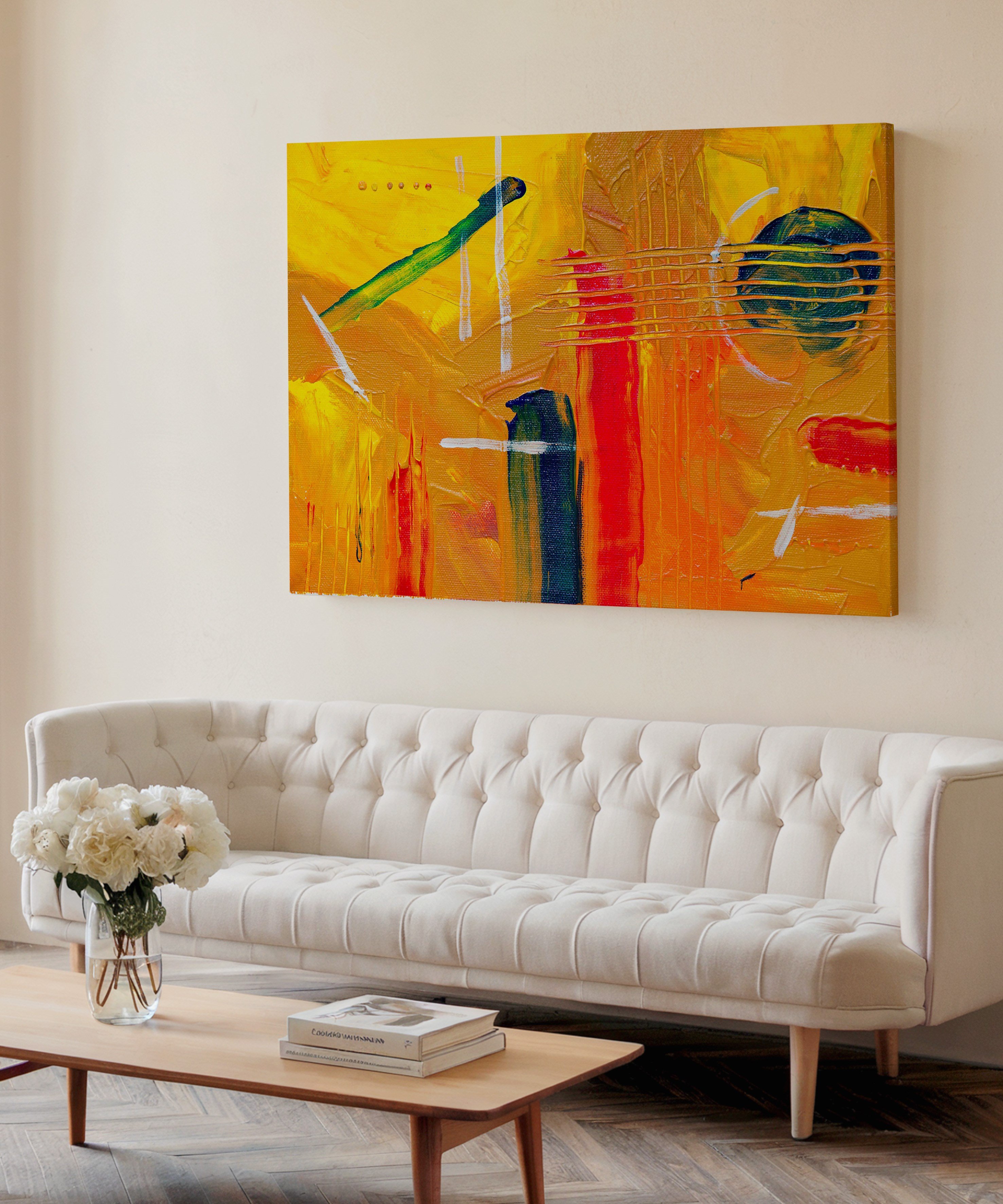 Yellow Brush  | Yağlıboya dokulu canvas baskı