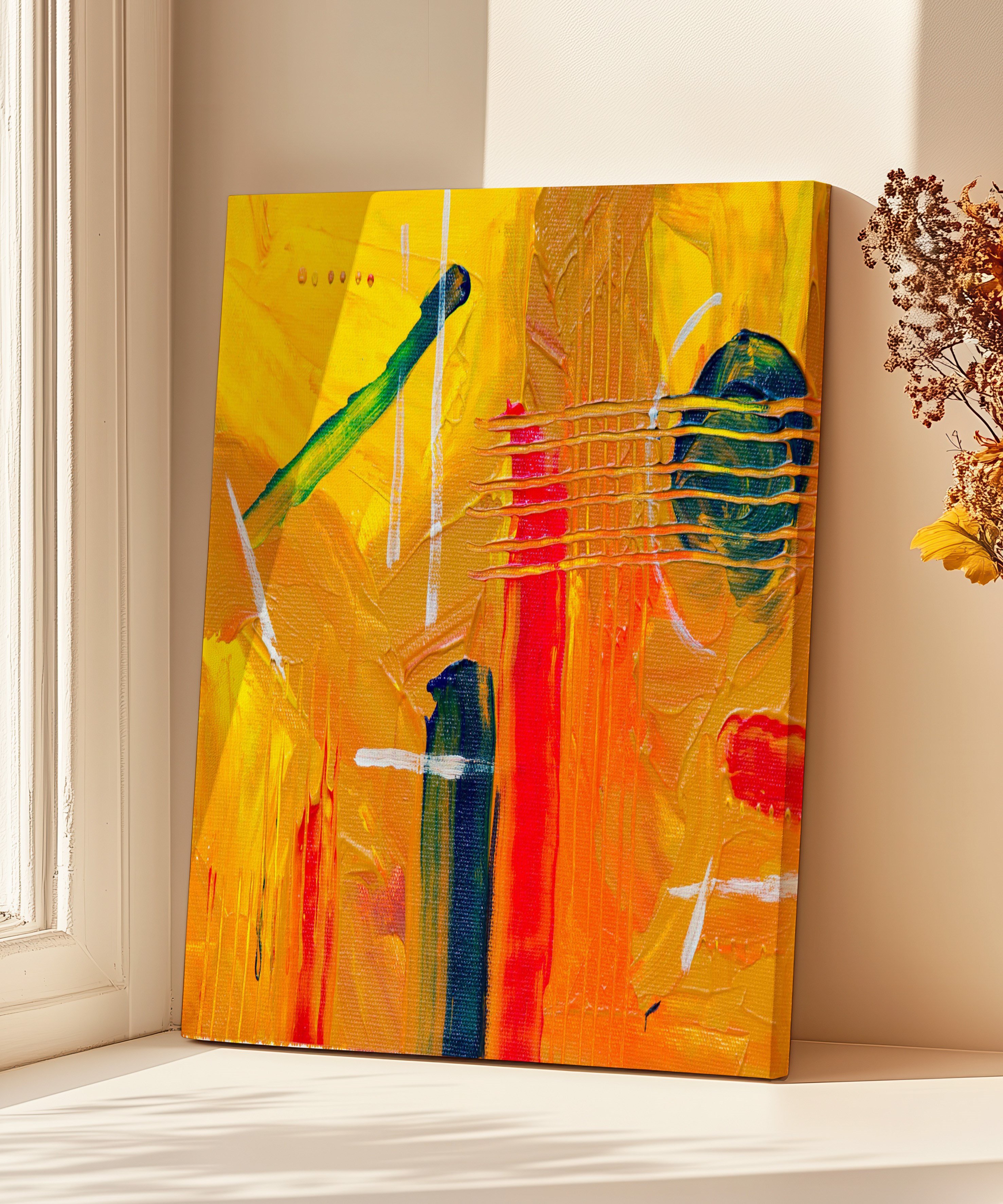 Yellow Brush  | Yağlıboya dokulu canvas baskı