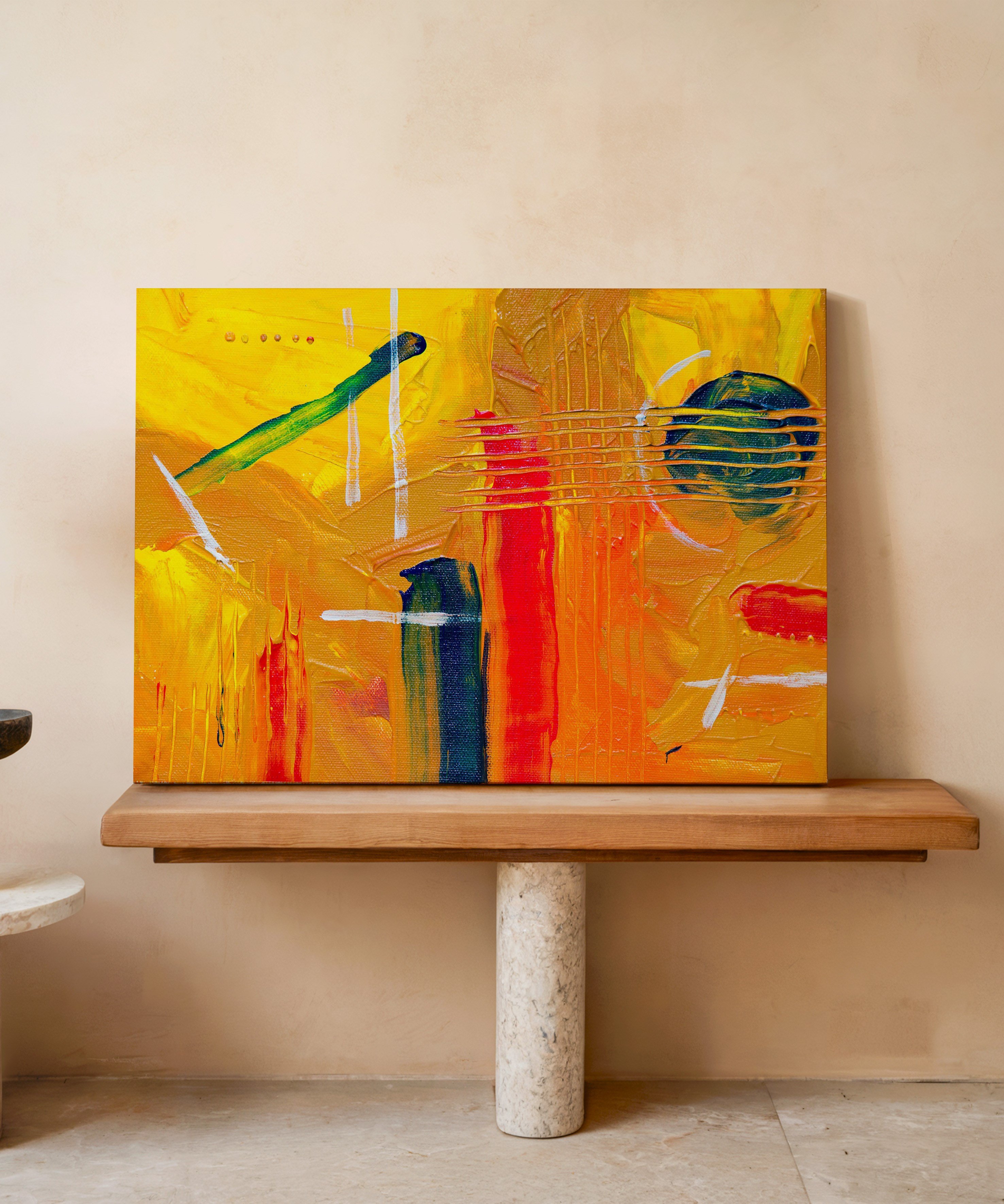 Yellow Brush  | Yağlıboya dokulu canvas baskı