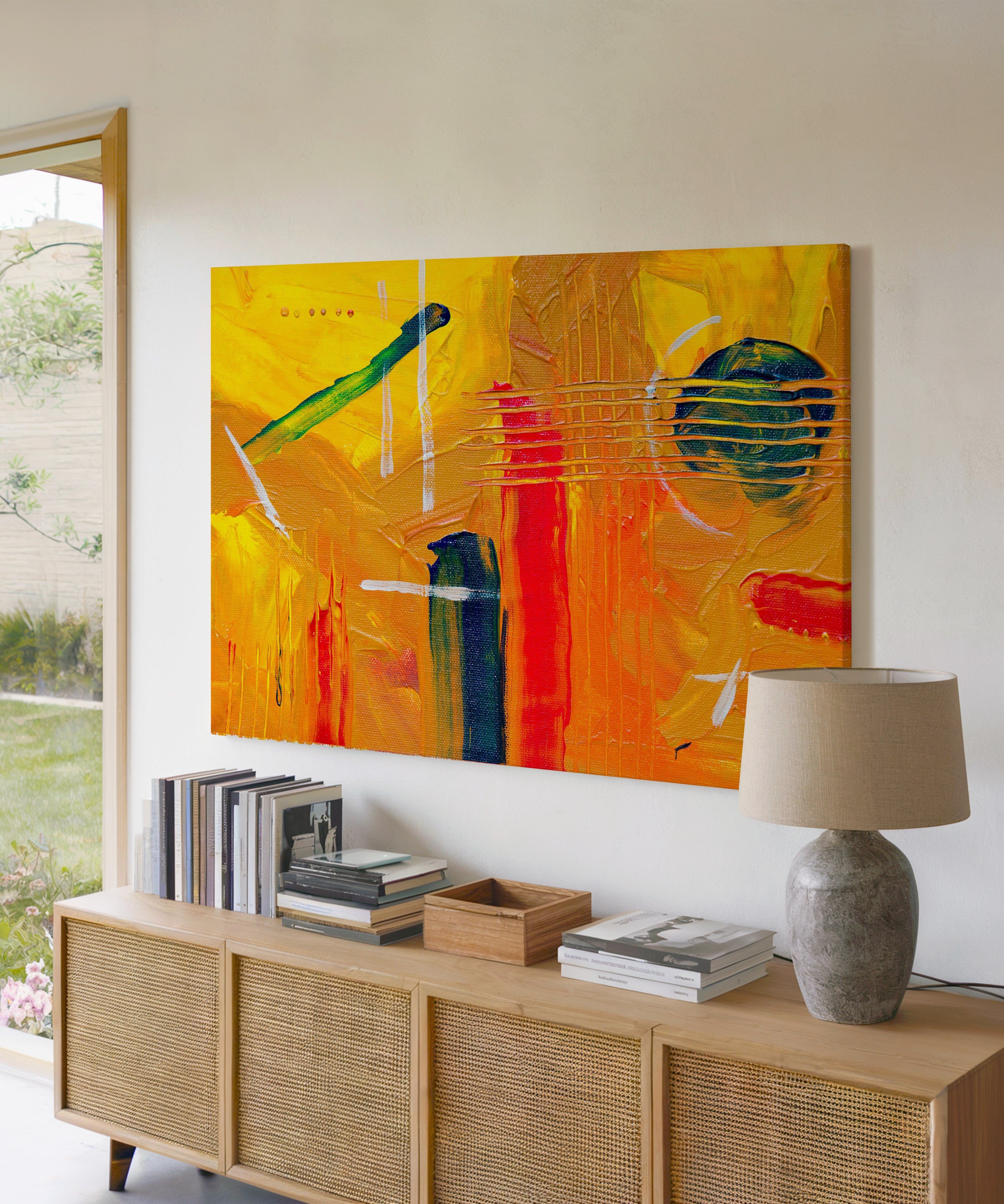 Yellow Brush  | Yağlıboya dokulu canvas baskı