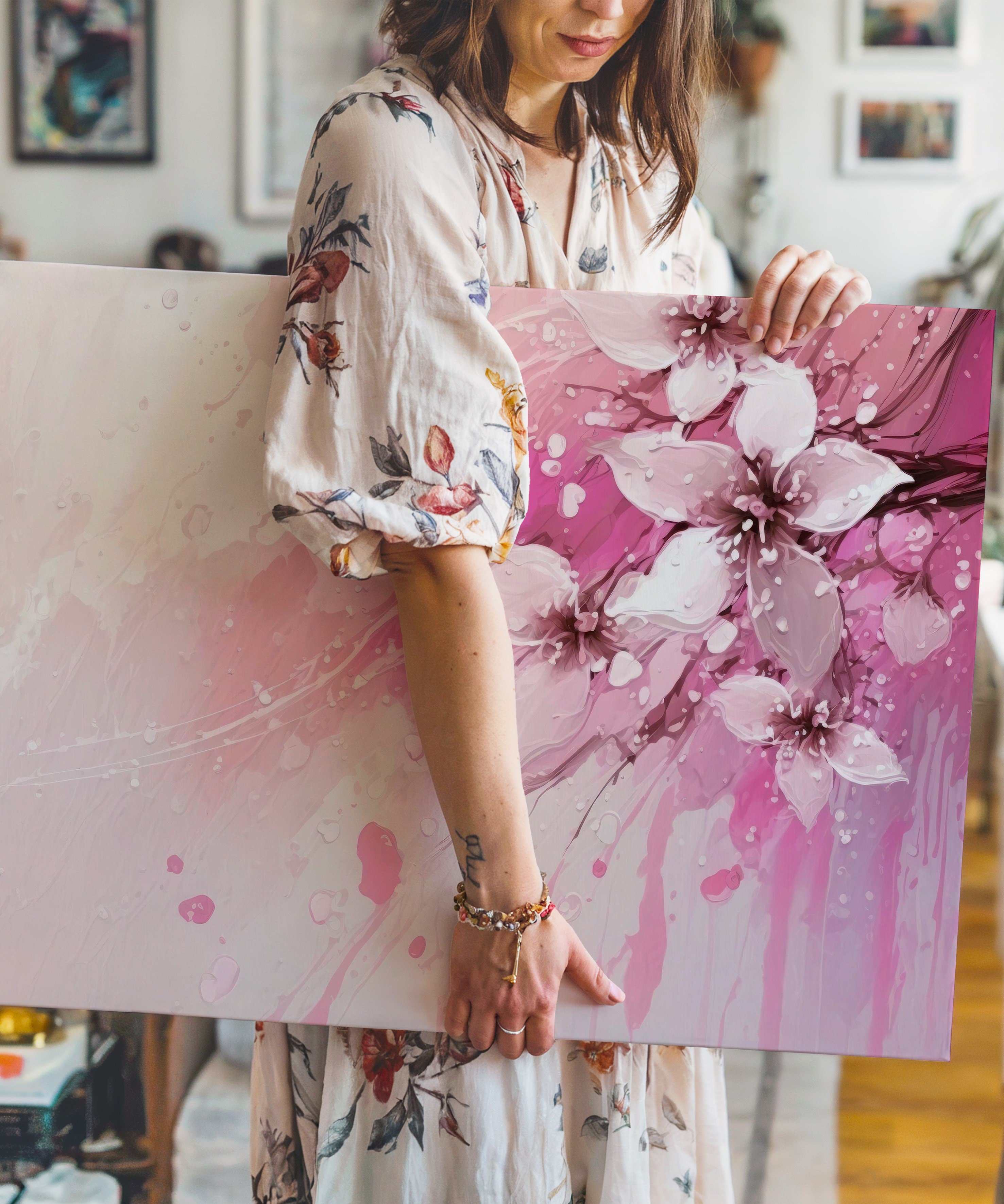 Yeni Bahar Çiçekleri | Yağlıboya dokulu canvas baskı