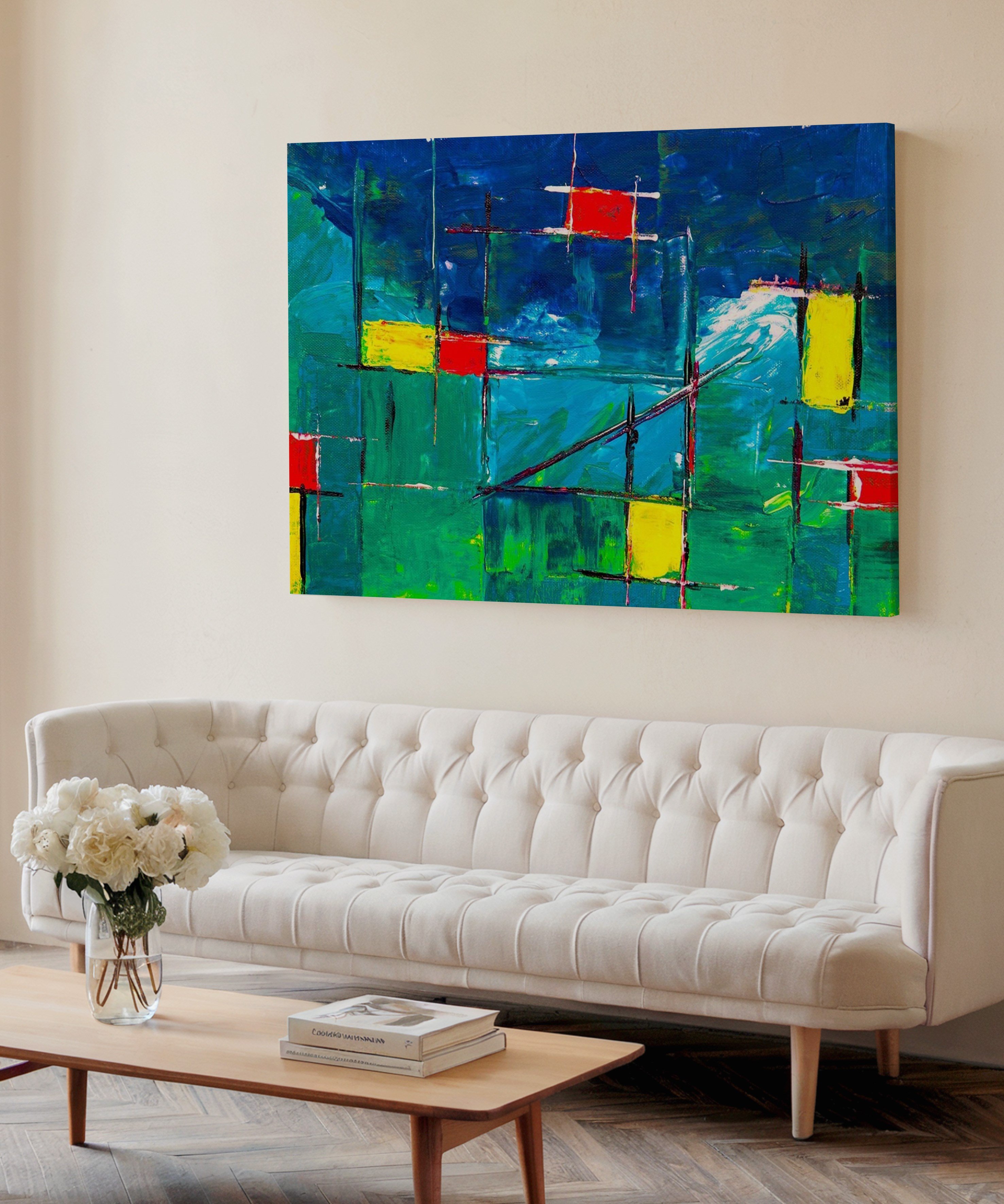 Yeşil mavi | Yağlıboya dokulu canvas baskı