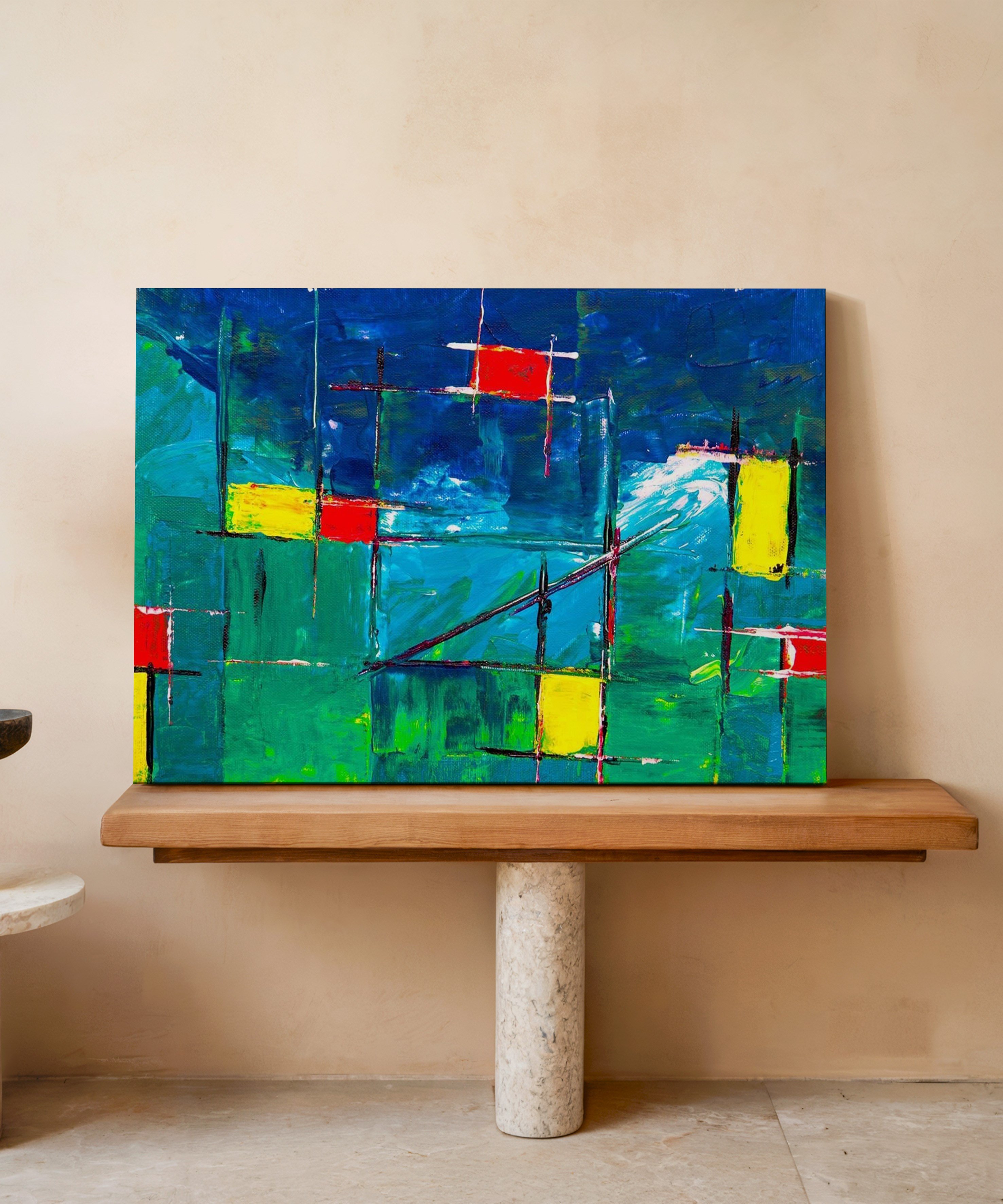 Yeşil mavi | Yağlıboya dokulu canvas baskı