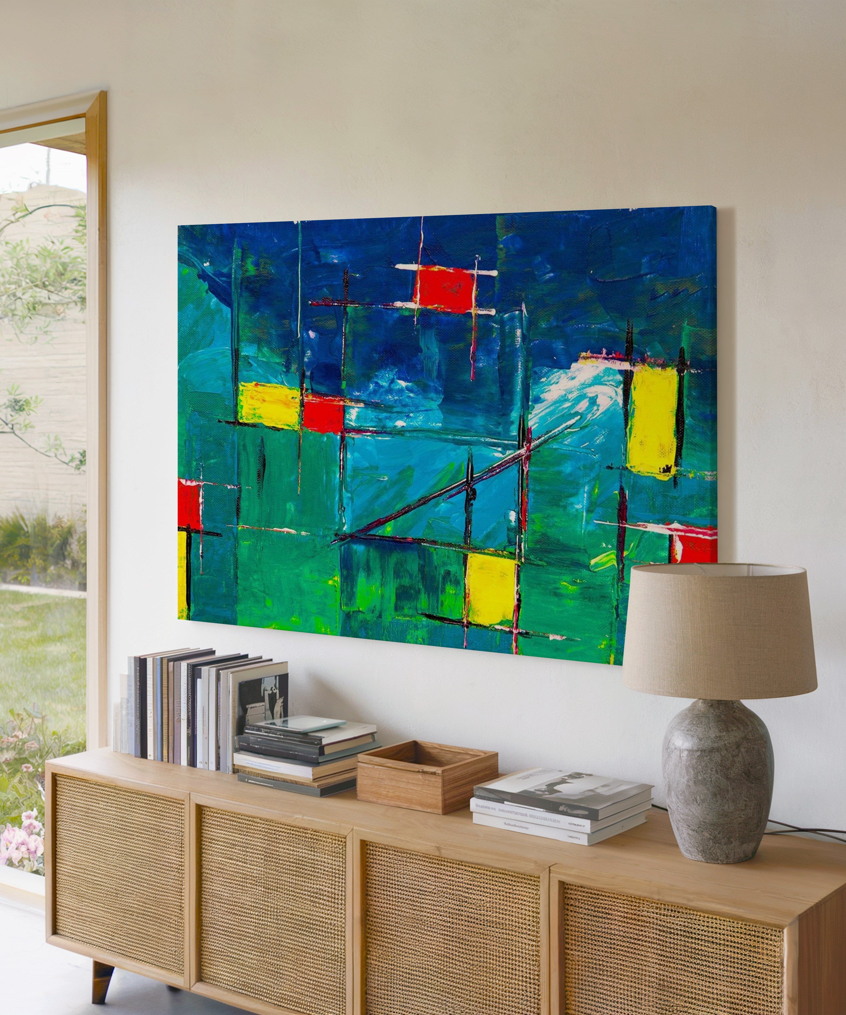 Yeşil mavi | Yağlıboya dokulu canvas baskı