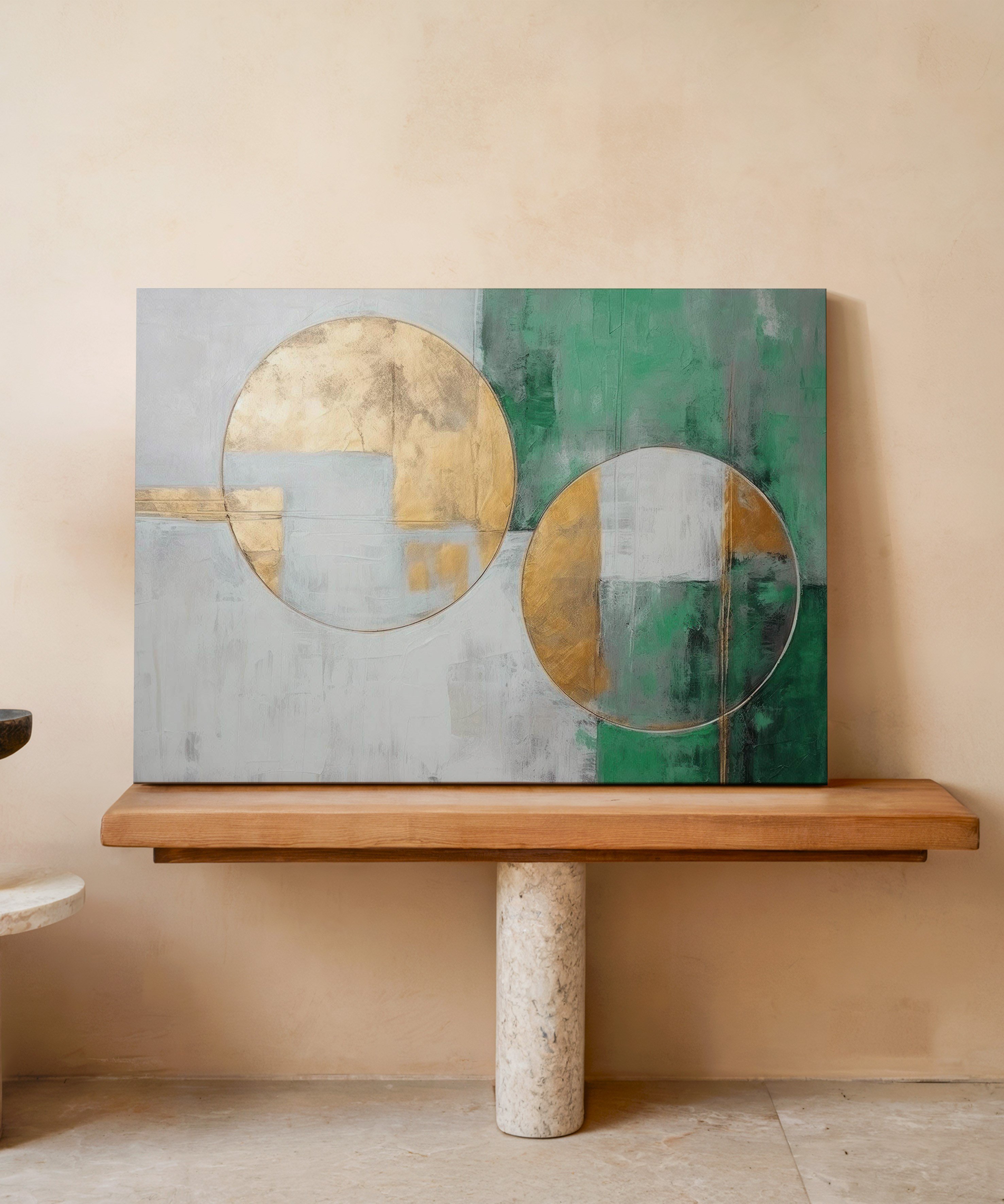 Zümrüt Denge | Yağlı Boya Dokulu Canvas Baskı