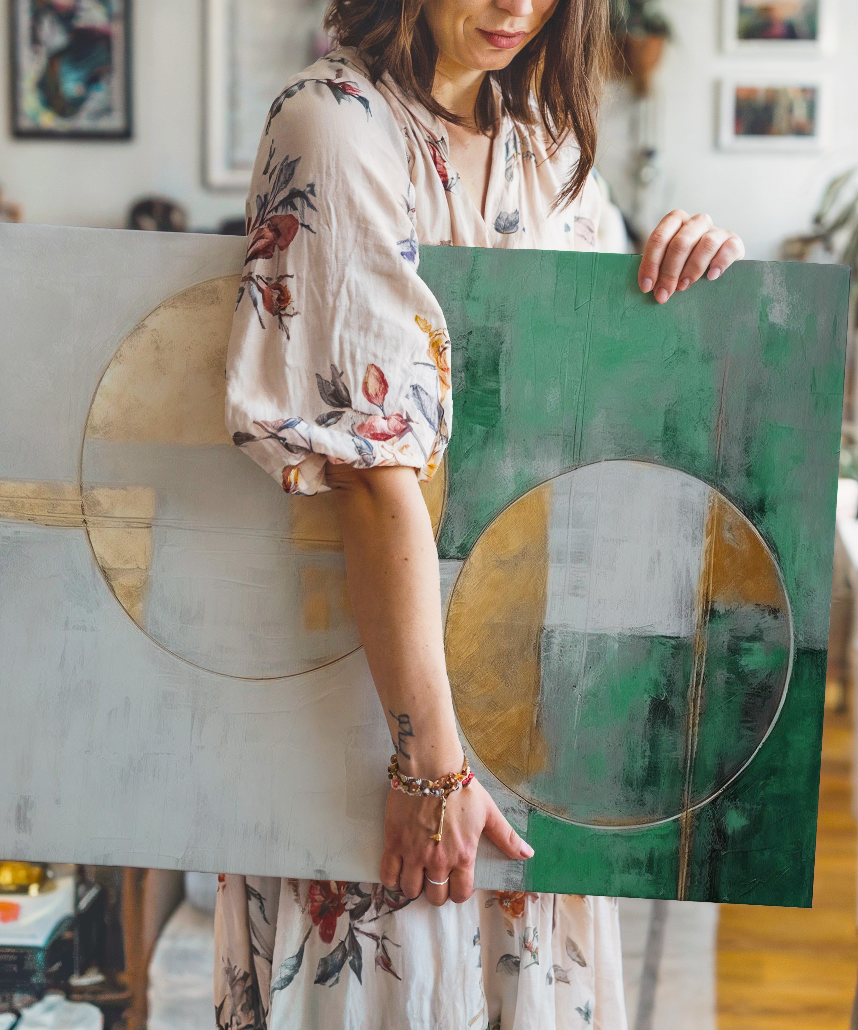 Zümrüt Denge | Yağlı Boya Dokulu Canvas Baskı