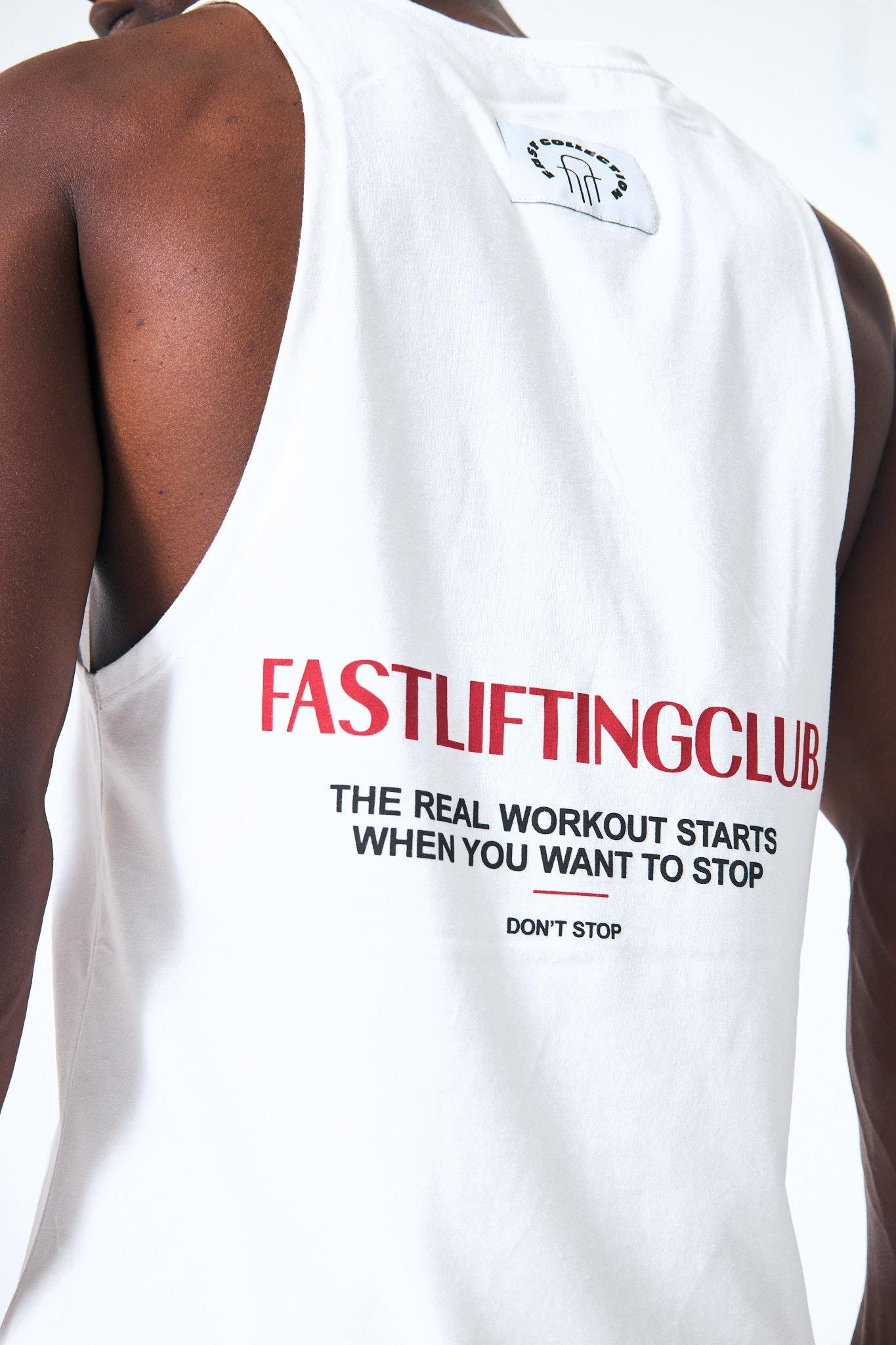 “Lifting Club” Arka ve Ön Kabartma Baskılı Atlet - Beyaz