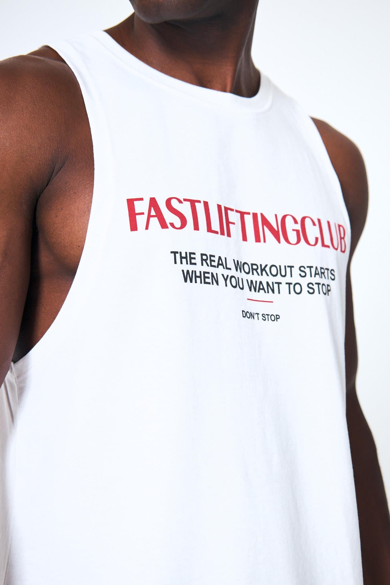 “Lifting Club” Arka ve Ön Kabartma Baskılı Atlet - Beyaz