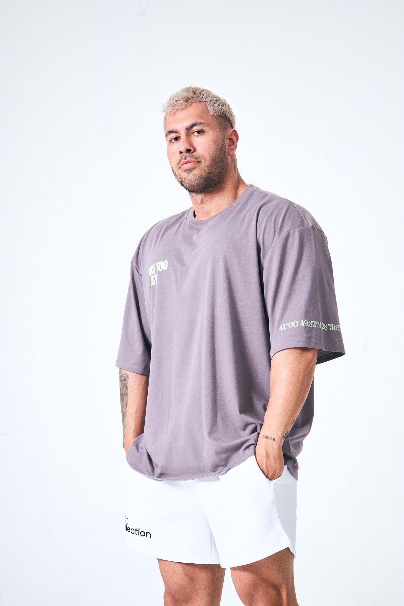 “Way Too Fast” Arka Ve Ön Kabartma Baskılı Oversize - Lila