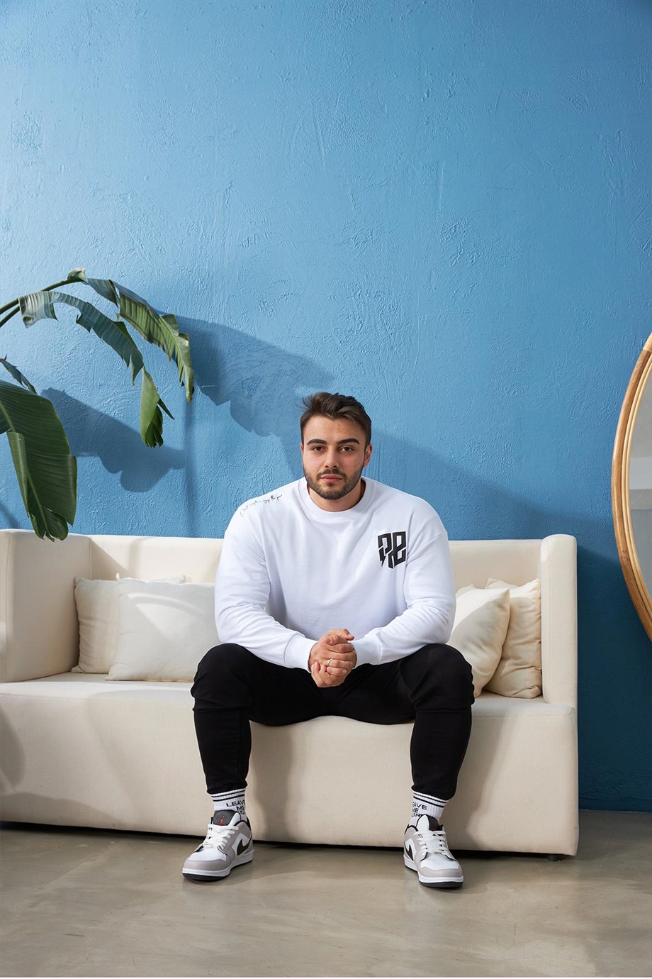 Basic Bisiklet Yaka Oversize Beyaz
