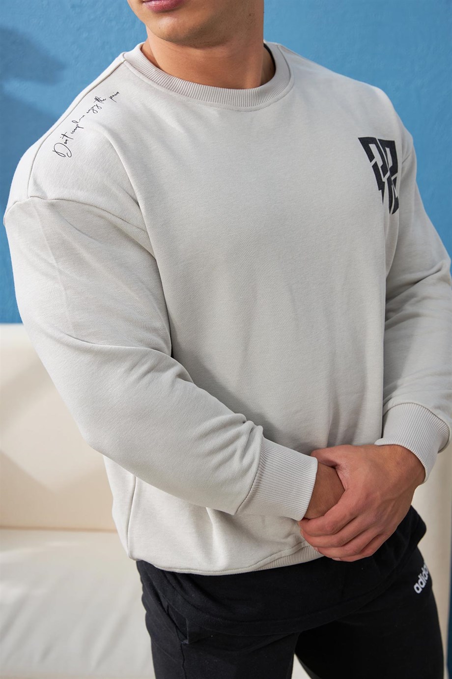 Basic Bisiklet Yaka Oversize Taş