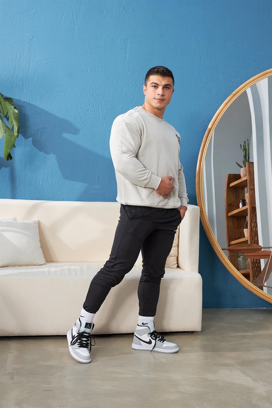 Basic Bisiklet Yaka Oversize Taş