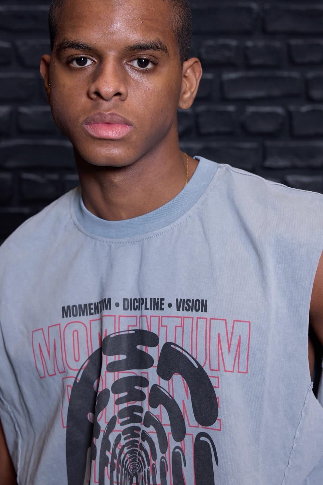 Baskılı Atlet Açık Gri