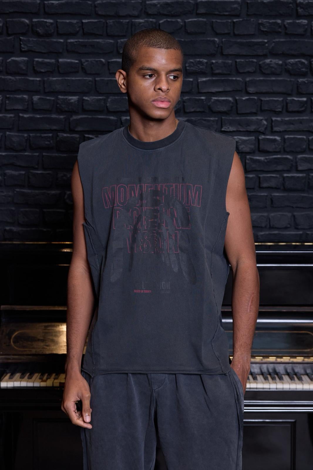 Baskılı Atlet Füme