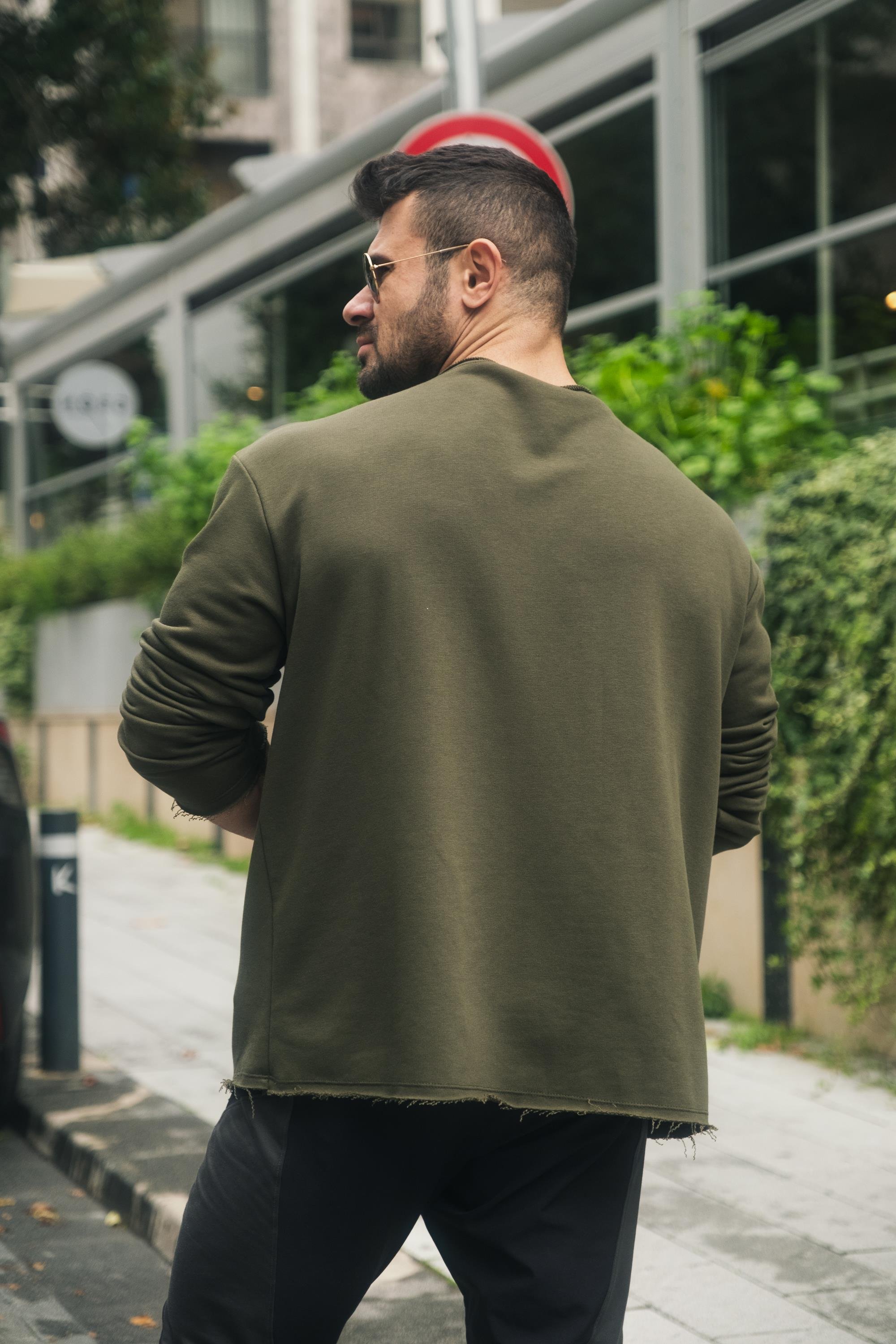 Dikişsiz Salaş Oversize Sweatshirt Haki