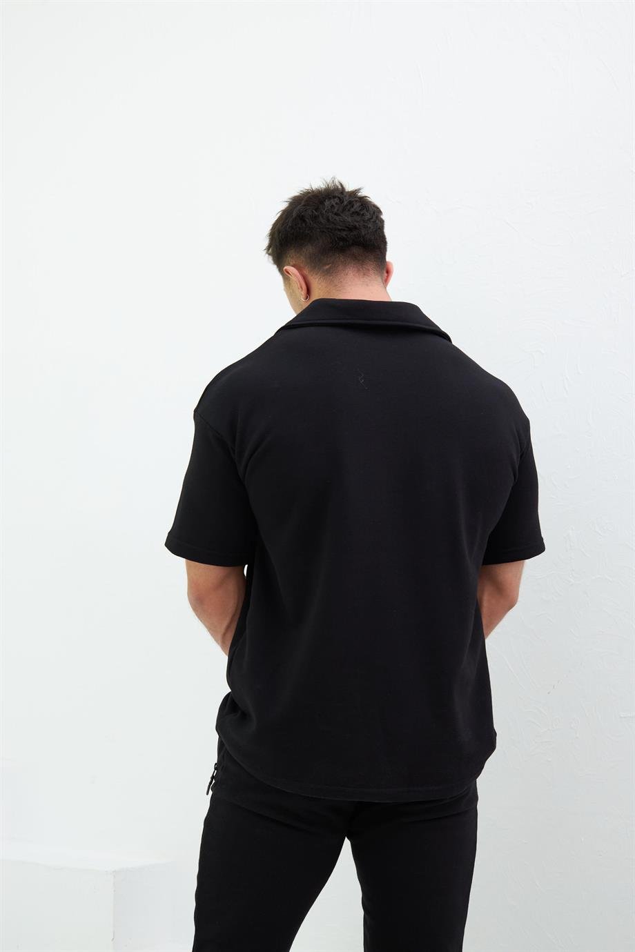 Etiket Detaylı Oversize Polo Tshirt