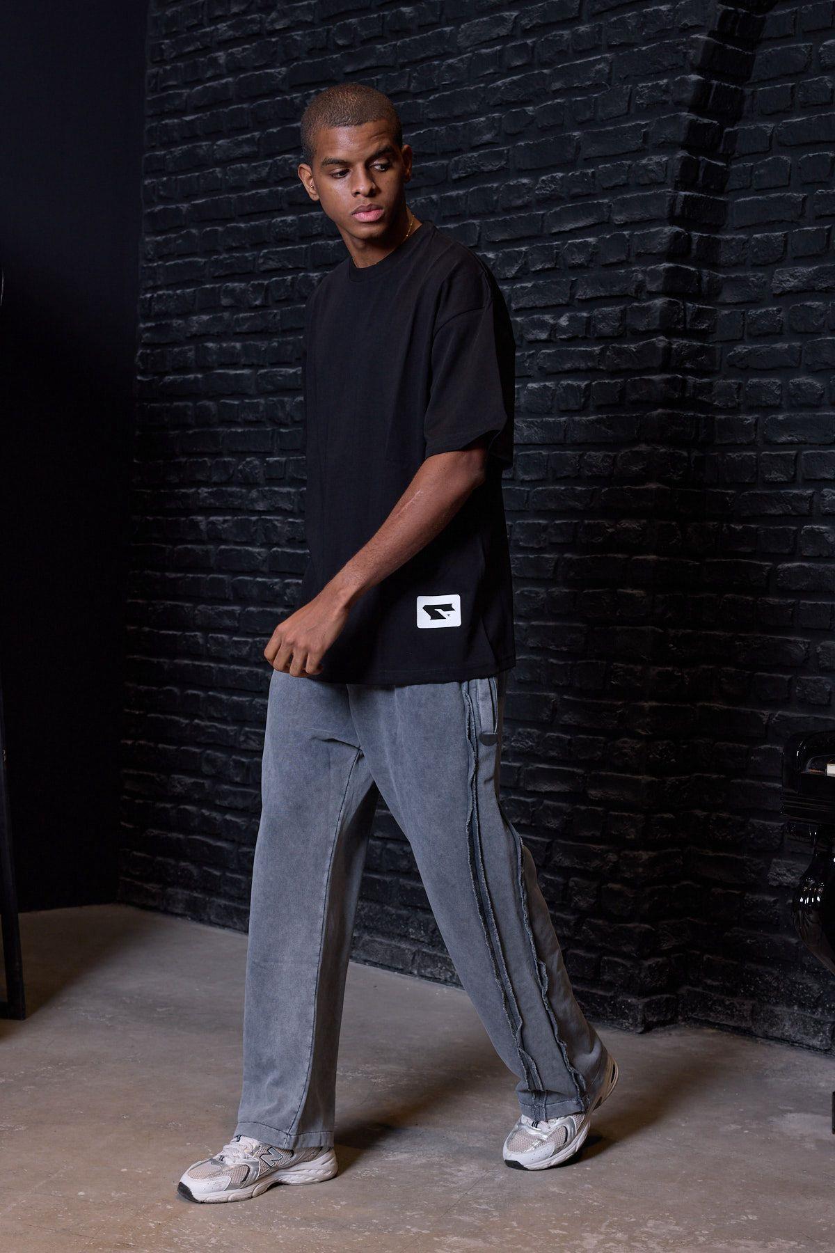 Fast Arka Baskı Oversize Tişört Siyah