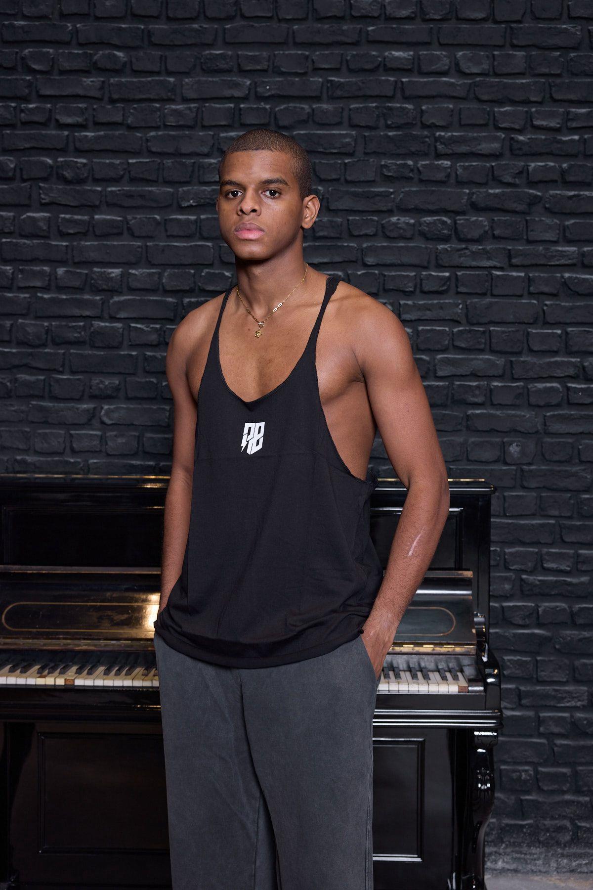 Fast İnce Askı Oversize Atlet Siyah