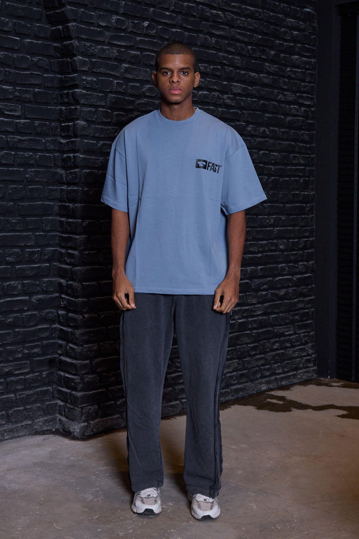 Fast Logo Oversize Tişört Mavi