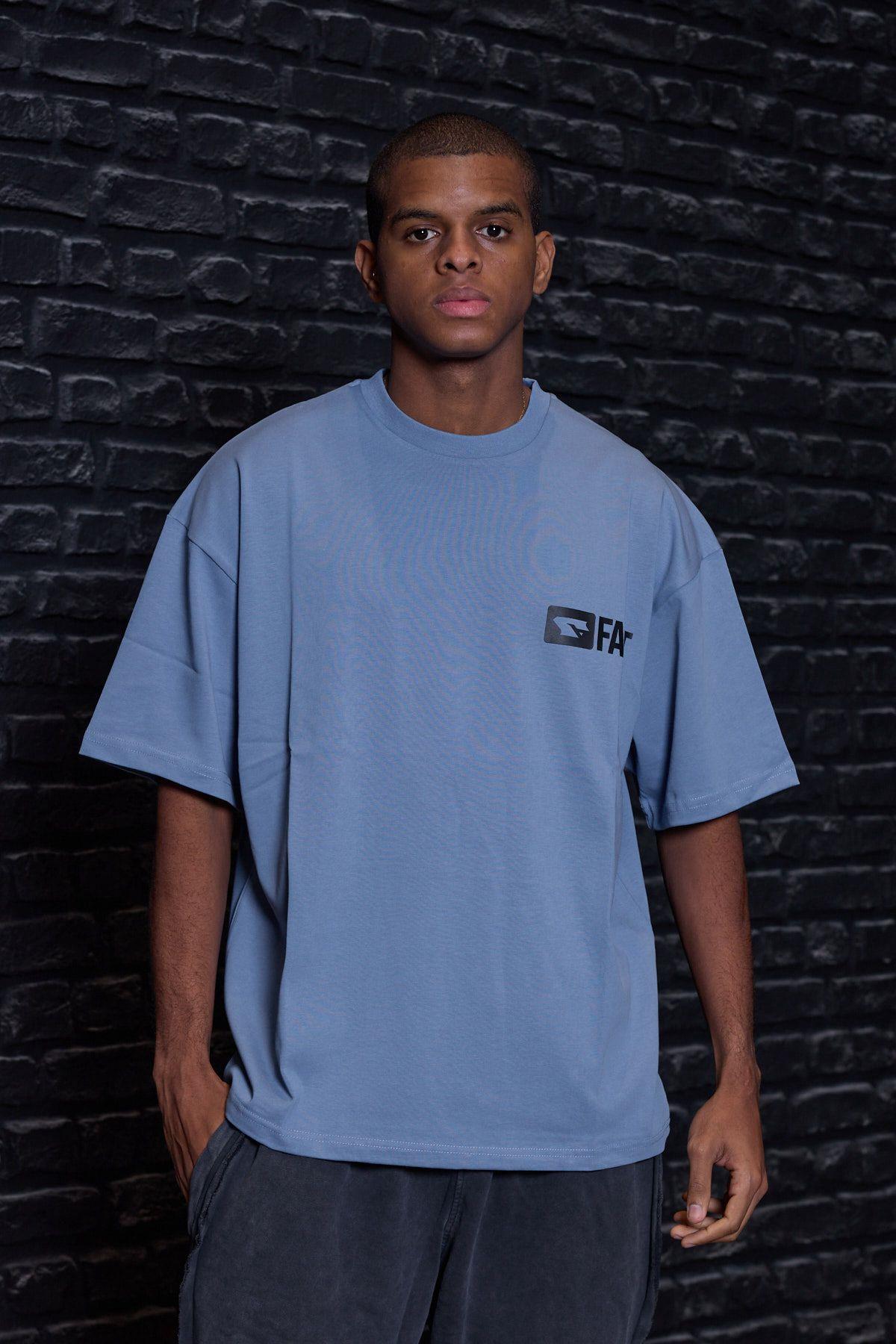 Fast Logo Oversize Tişört Mavi
