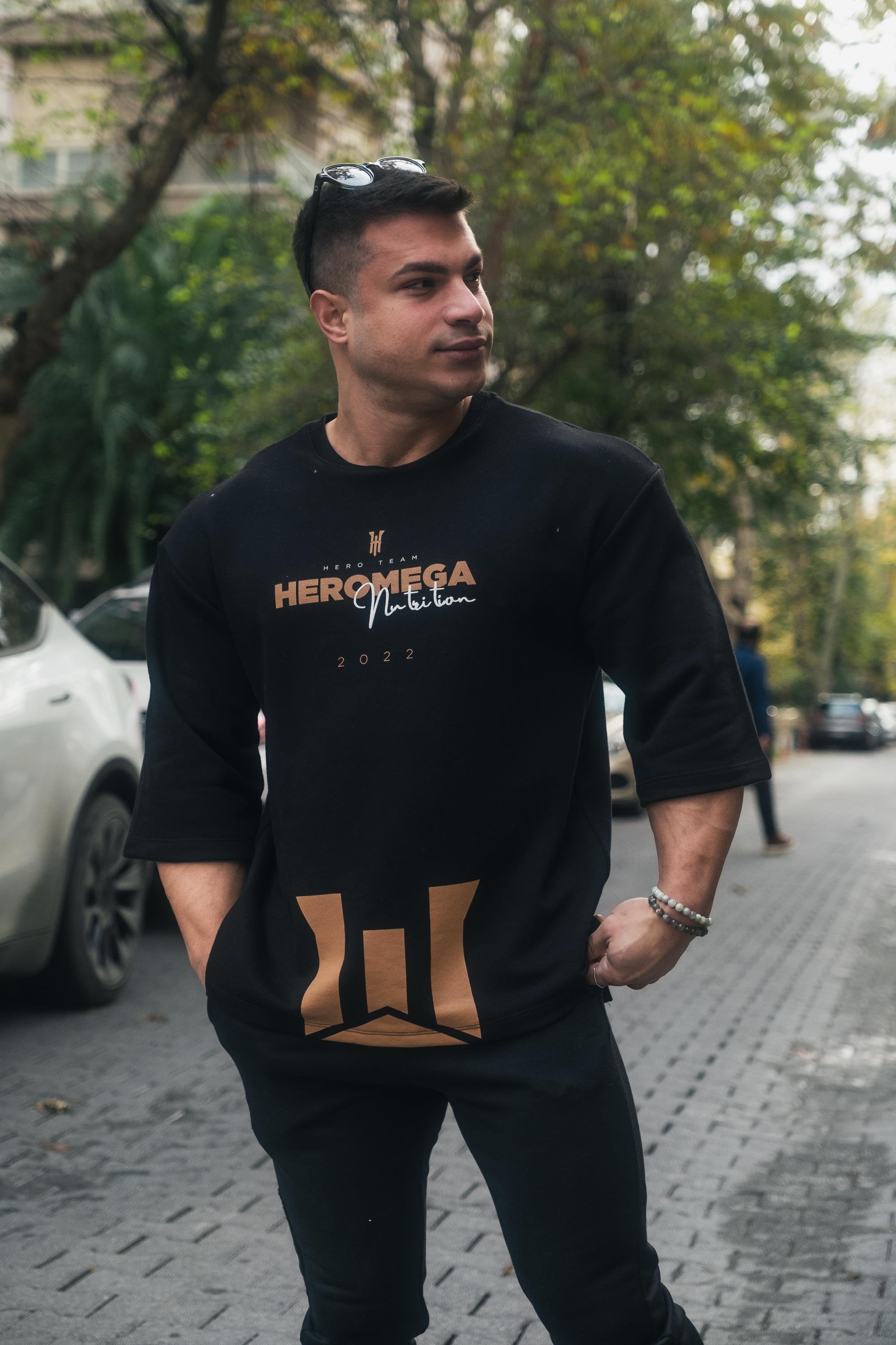 Heromega Merch Yarasa Kol Sweatshirt Siyah