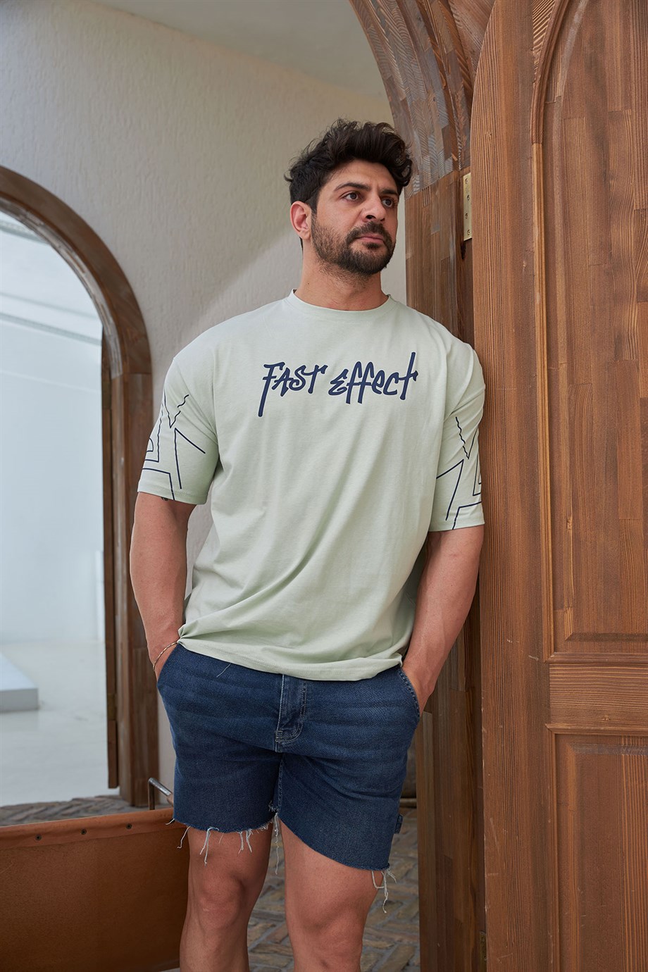 Kol Detaylı Oversize T-Shirt Yeşil