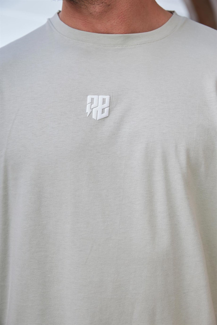 Logo Kabartma Detay Oversize T-Shirt Yeşil
