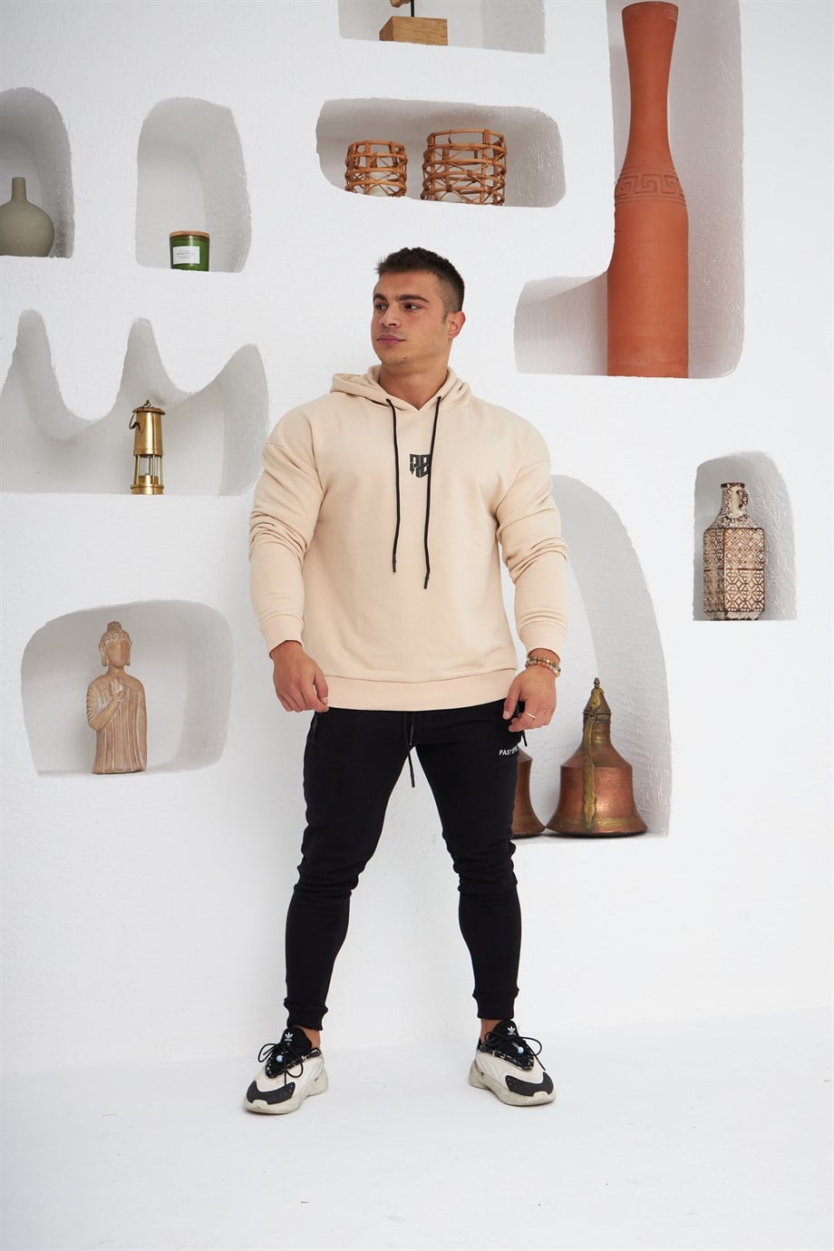 Logo Kabartmalı Kapüşonlu Sweatshirt